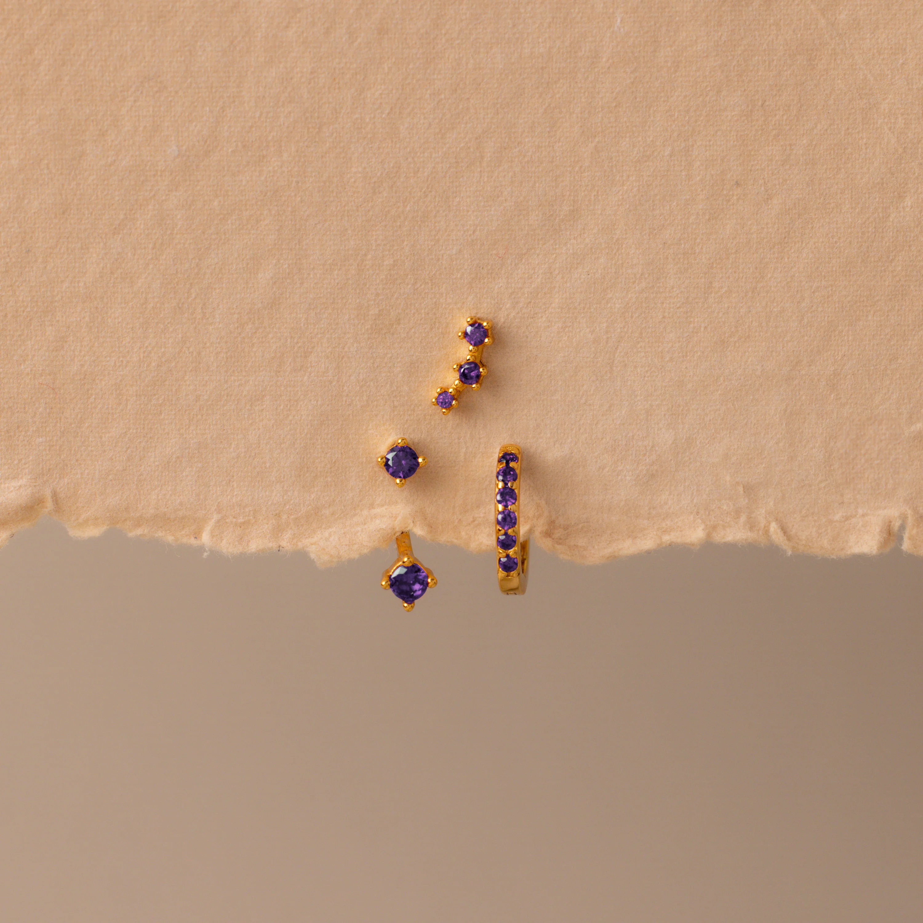Amethyst Earring Trio Set