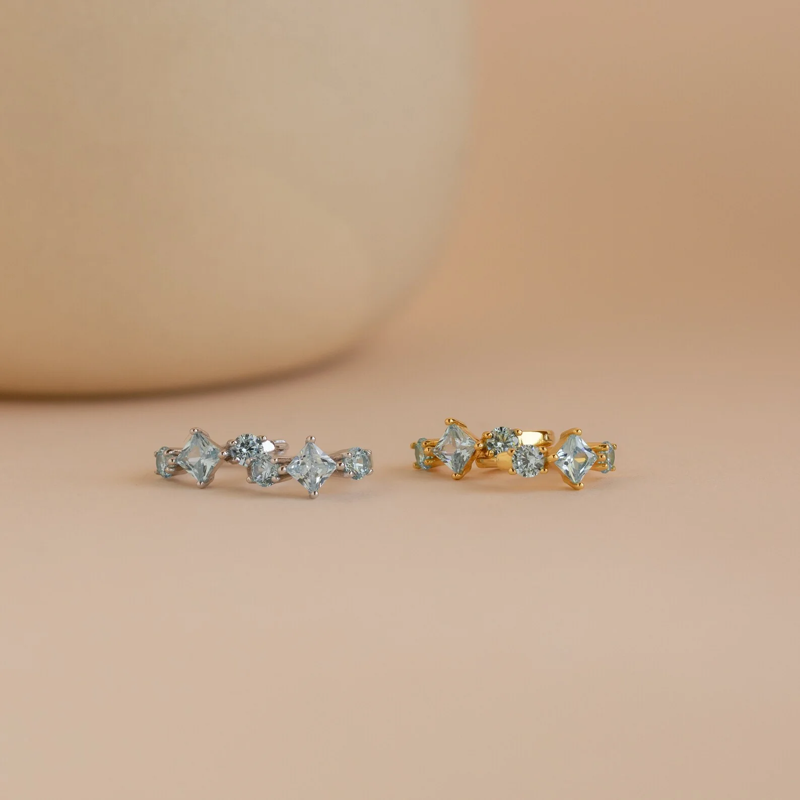 Aquamarine Diamond Huggies - Image 3