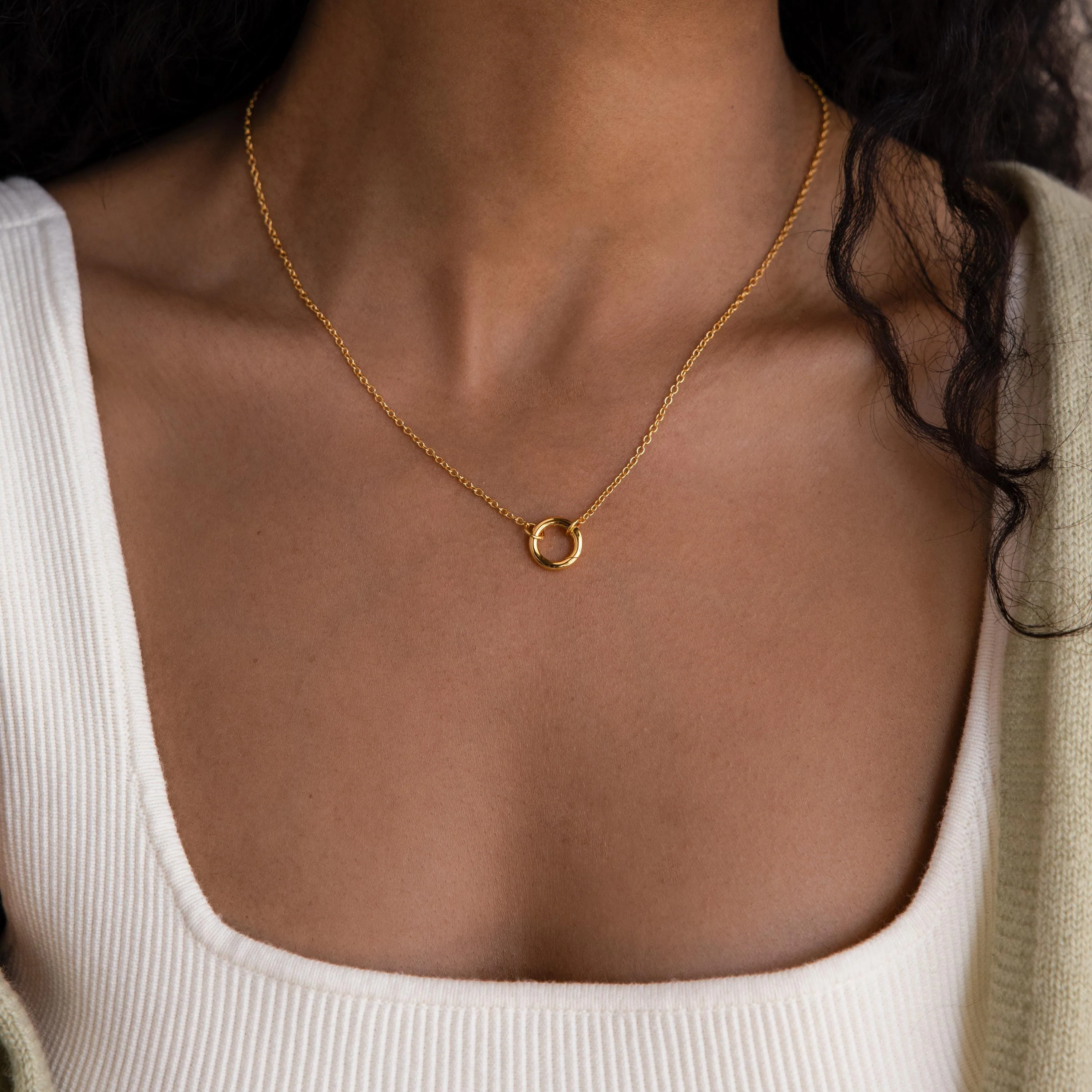 Cable Circle Charm Necklace - Image 3
