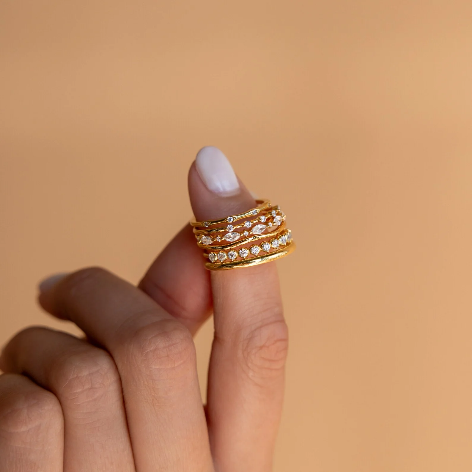 Crystal Stacking Ring Set in Silver - Image 5