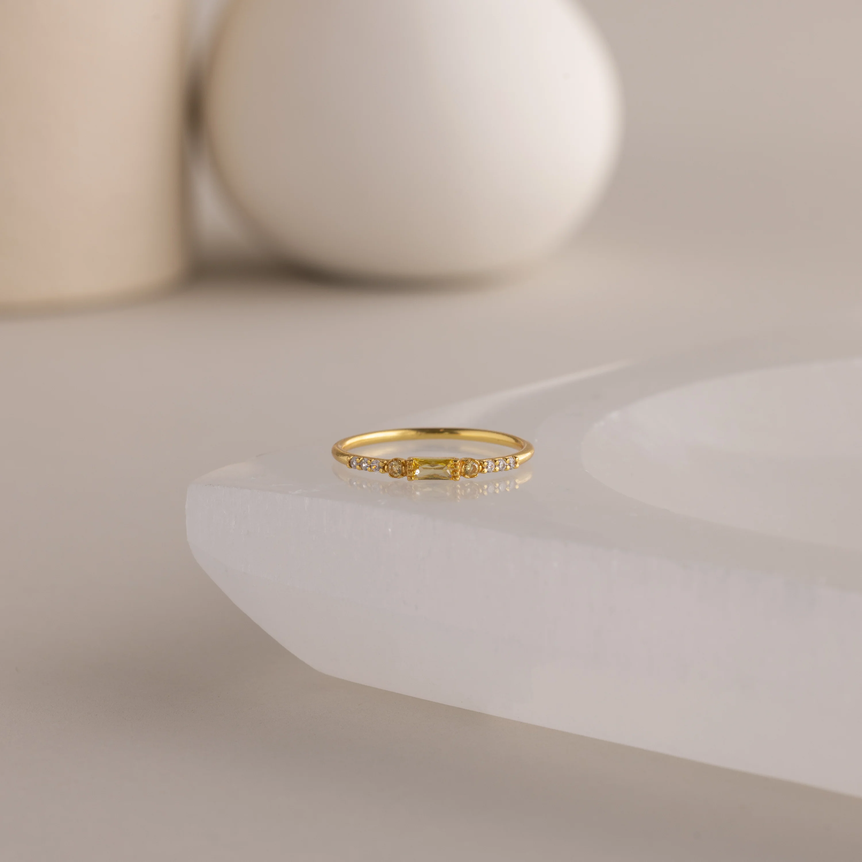 Dainty Baguette Topaz Ring