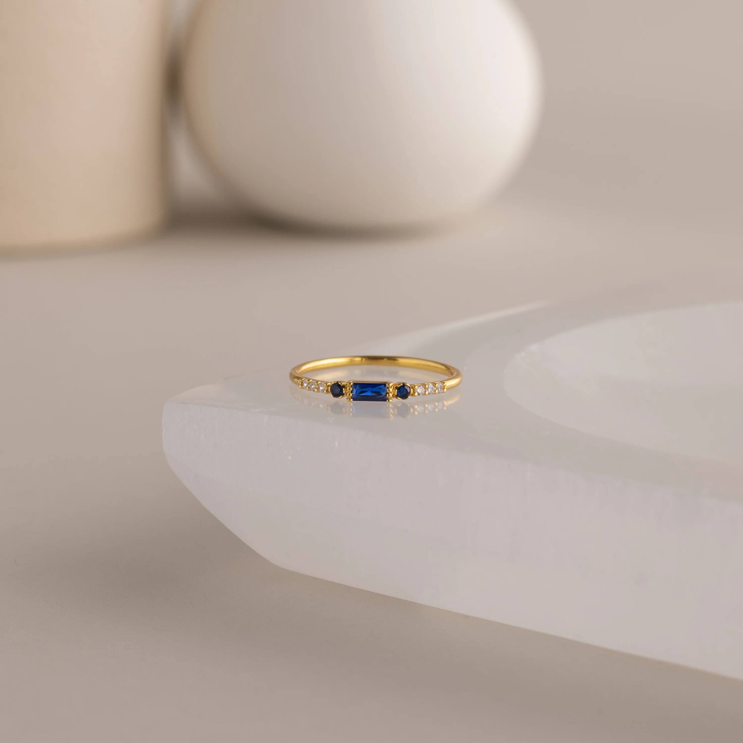 Dainty Baguette Sapphire Ring
