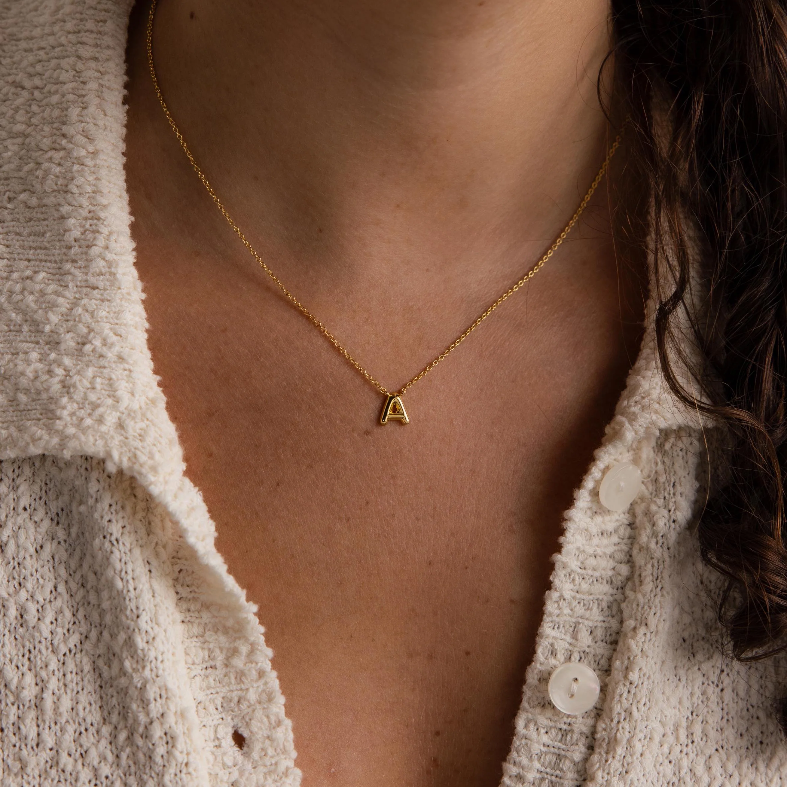 Dainty Bubble Letter Necklace