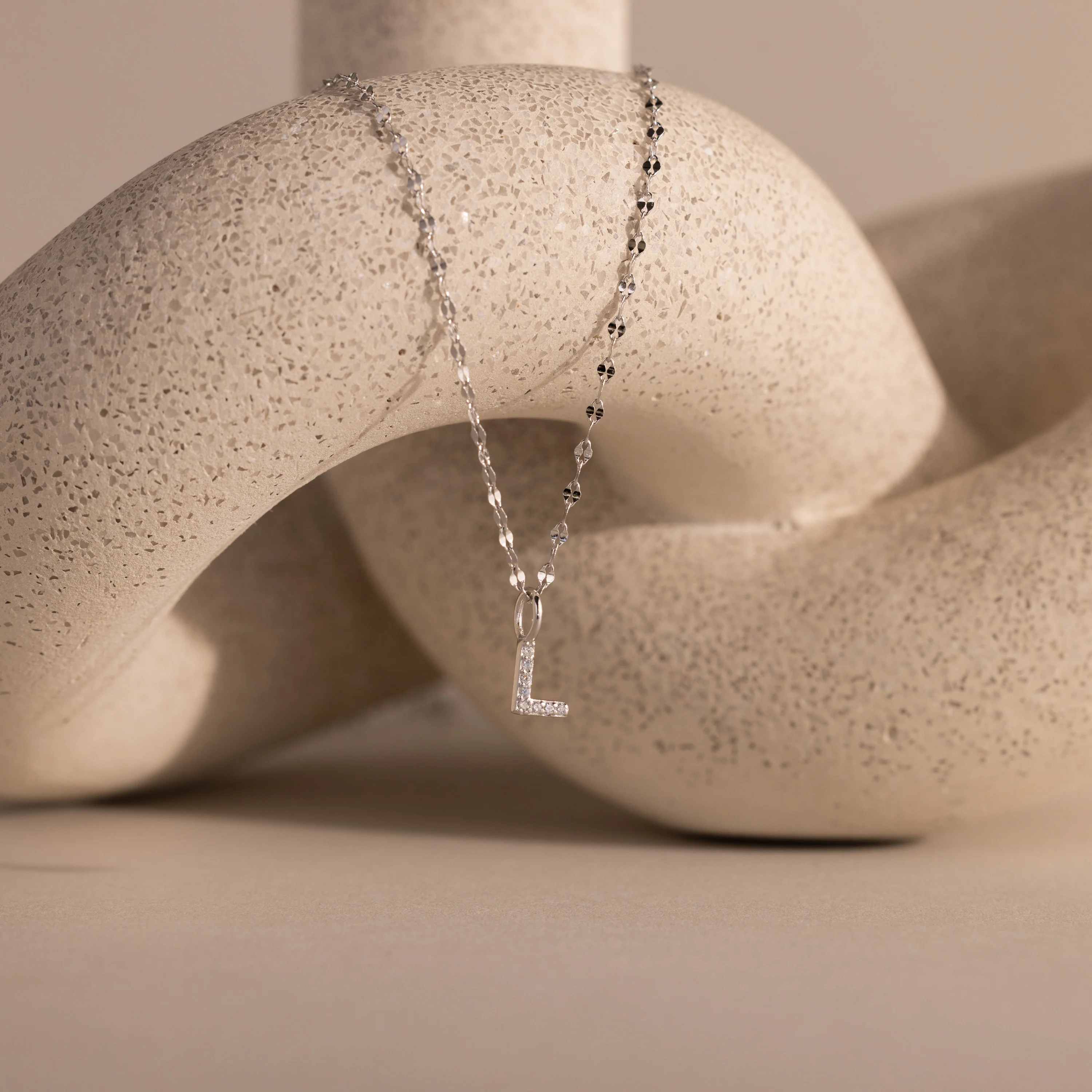 Dainty Pave Letter Necklace in Silver - Image 16