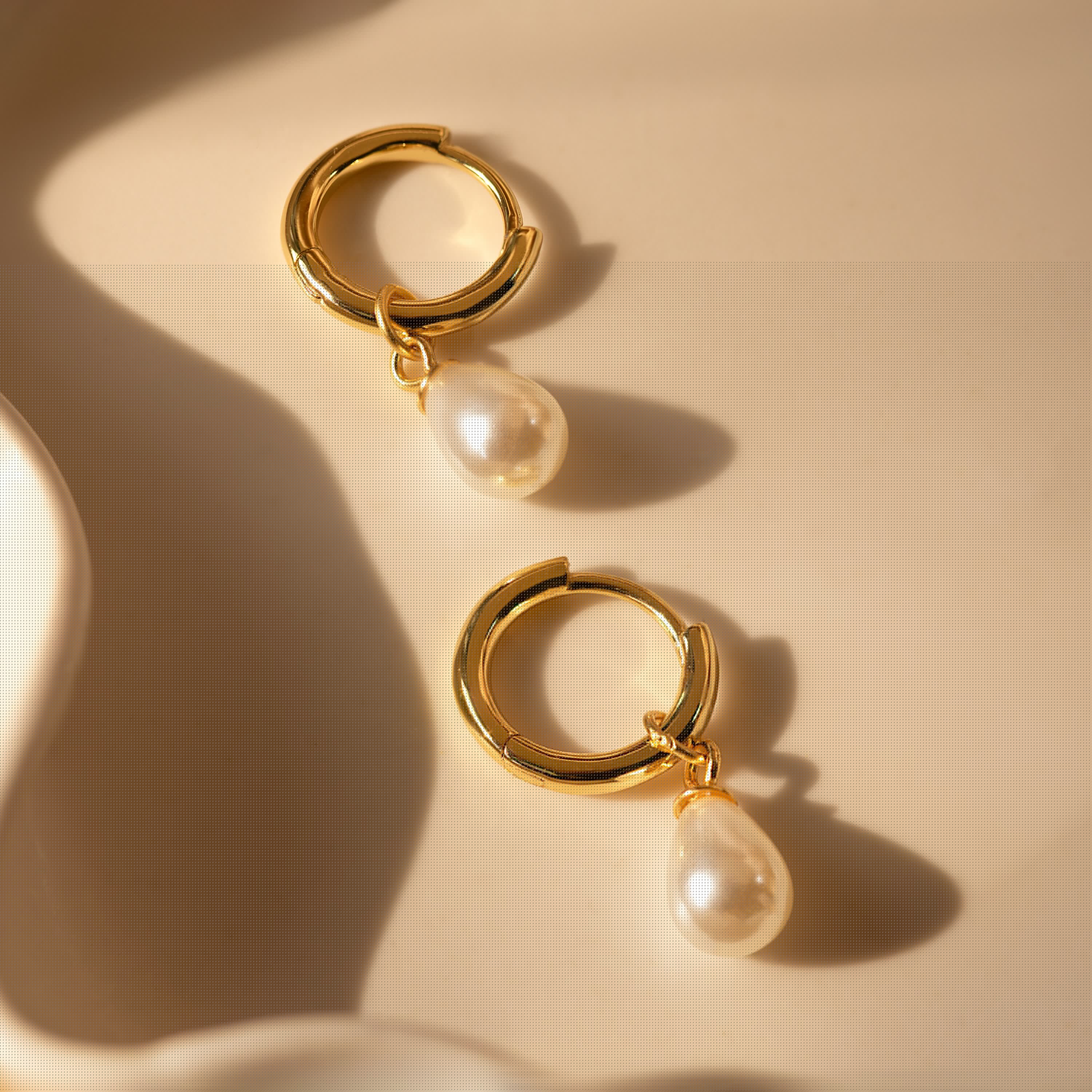 Dainty Pearl Drop Huggies - Image 2
