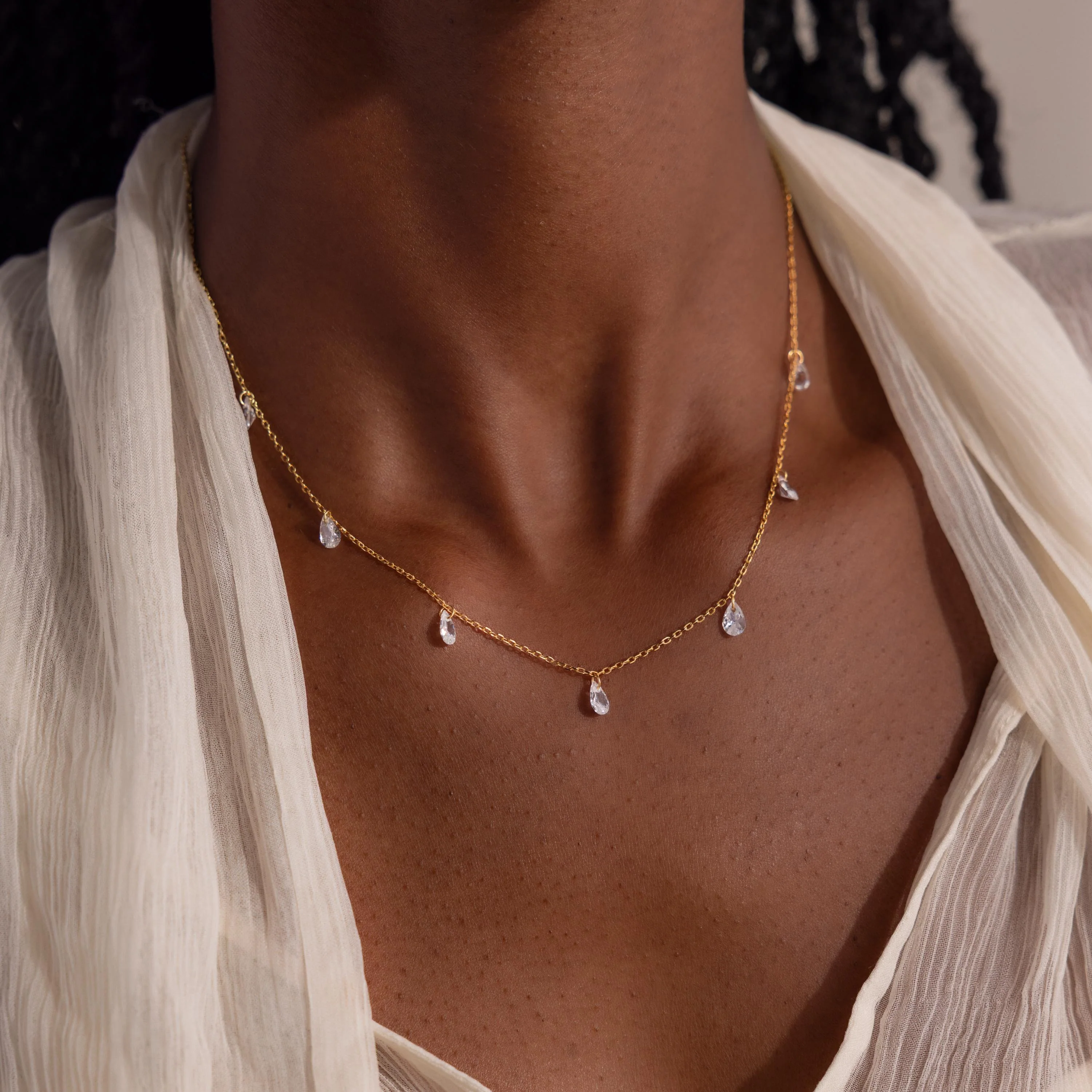 Diamond Drop Station Necklace - Image 3