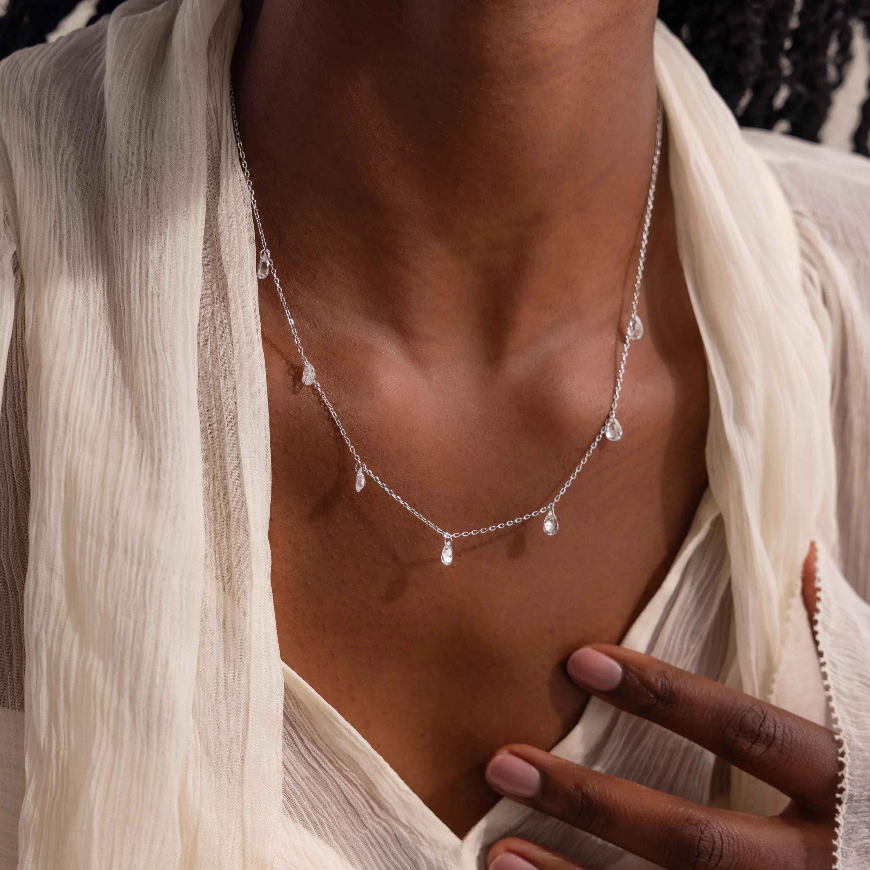 Diamond Drop Station Necklace - Image 7