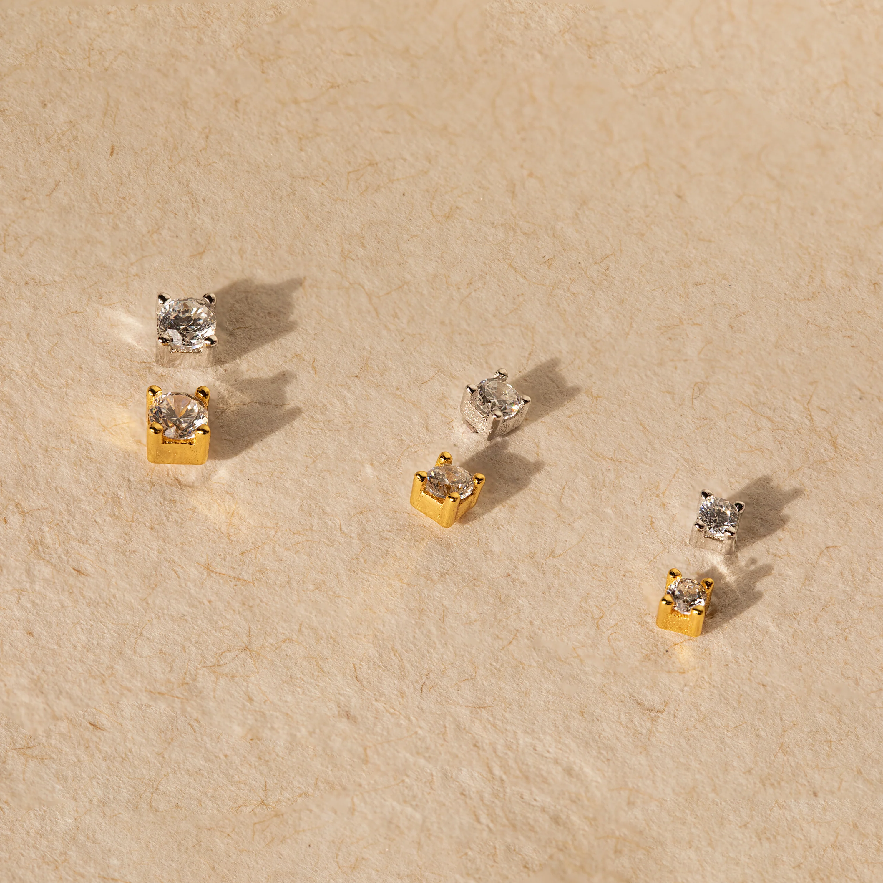 Diamond Flatback Studs Set in Silver - Image 4