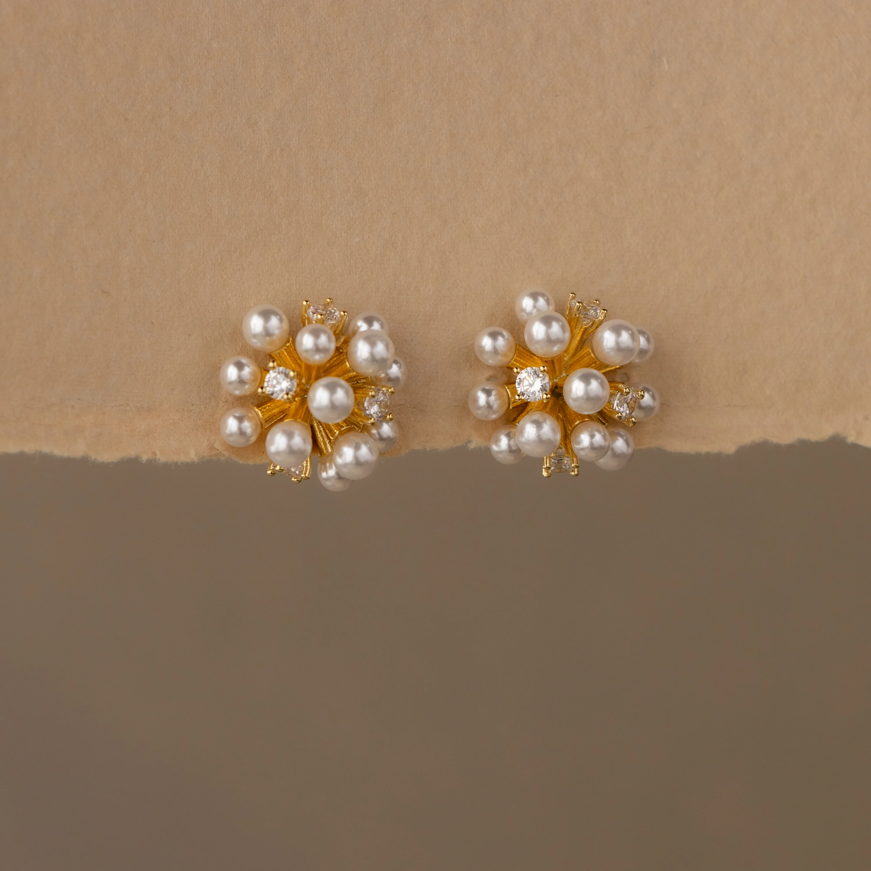 Diamond Pearl Bouquet Studs