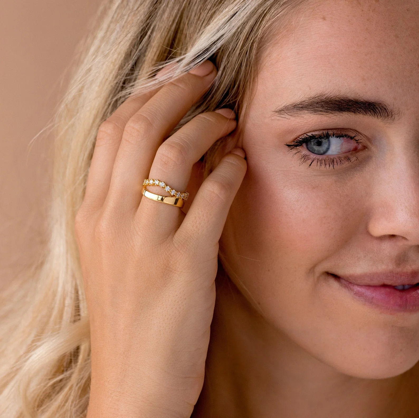 Wave Diamond Duo Ring - Image 2