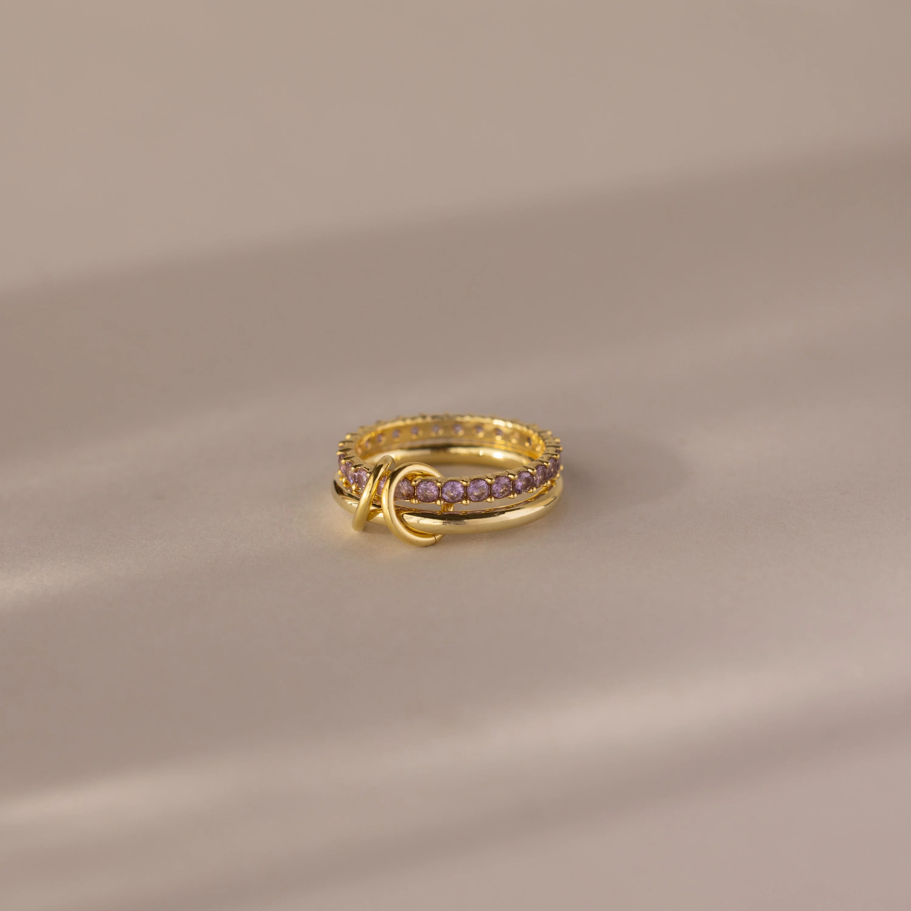 Duo Alexandrite Tennis Linked Ring Set