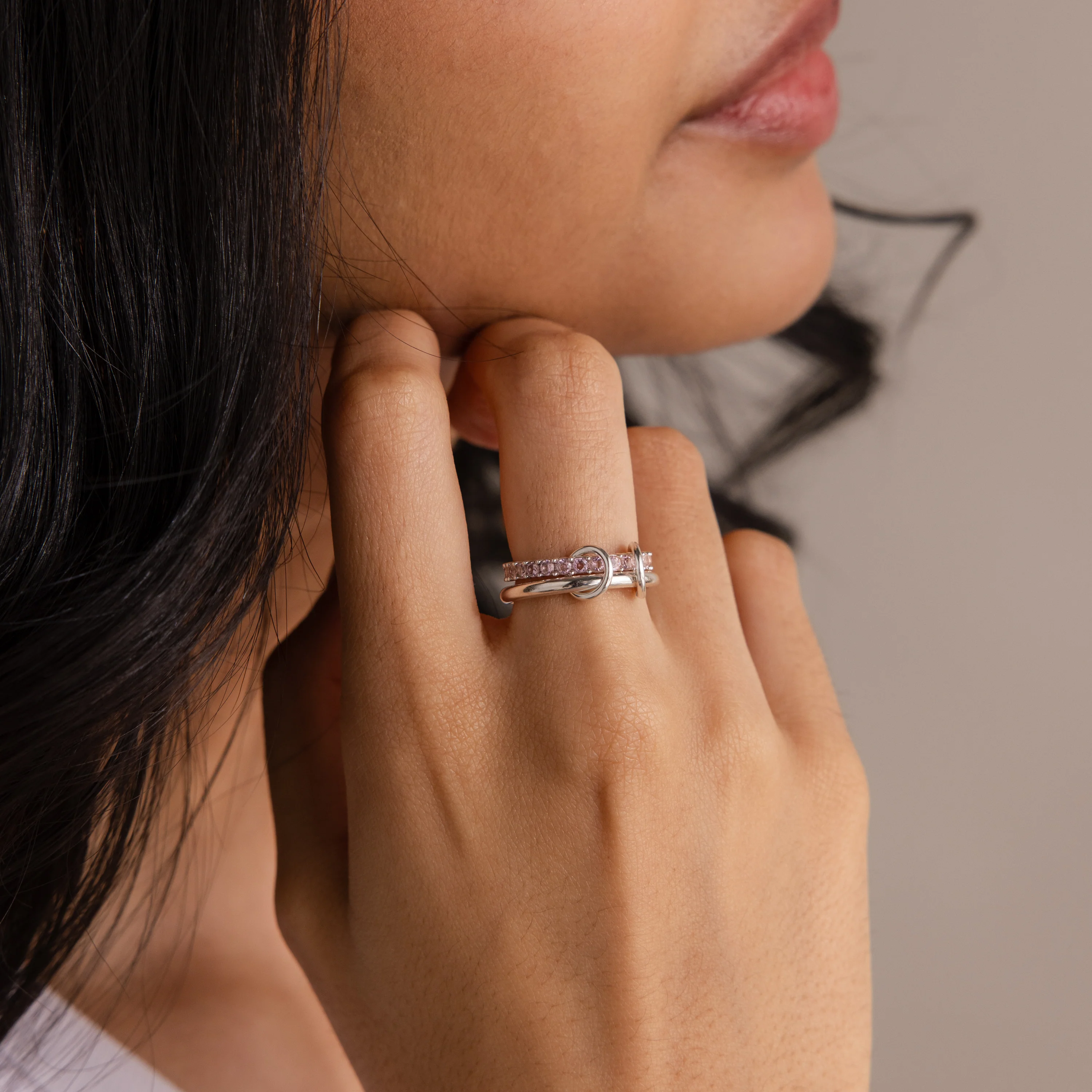Duo Birthstone Tennis Linked Ring Set - Image 12