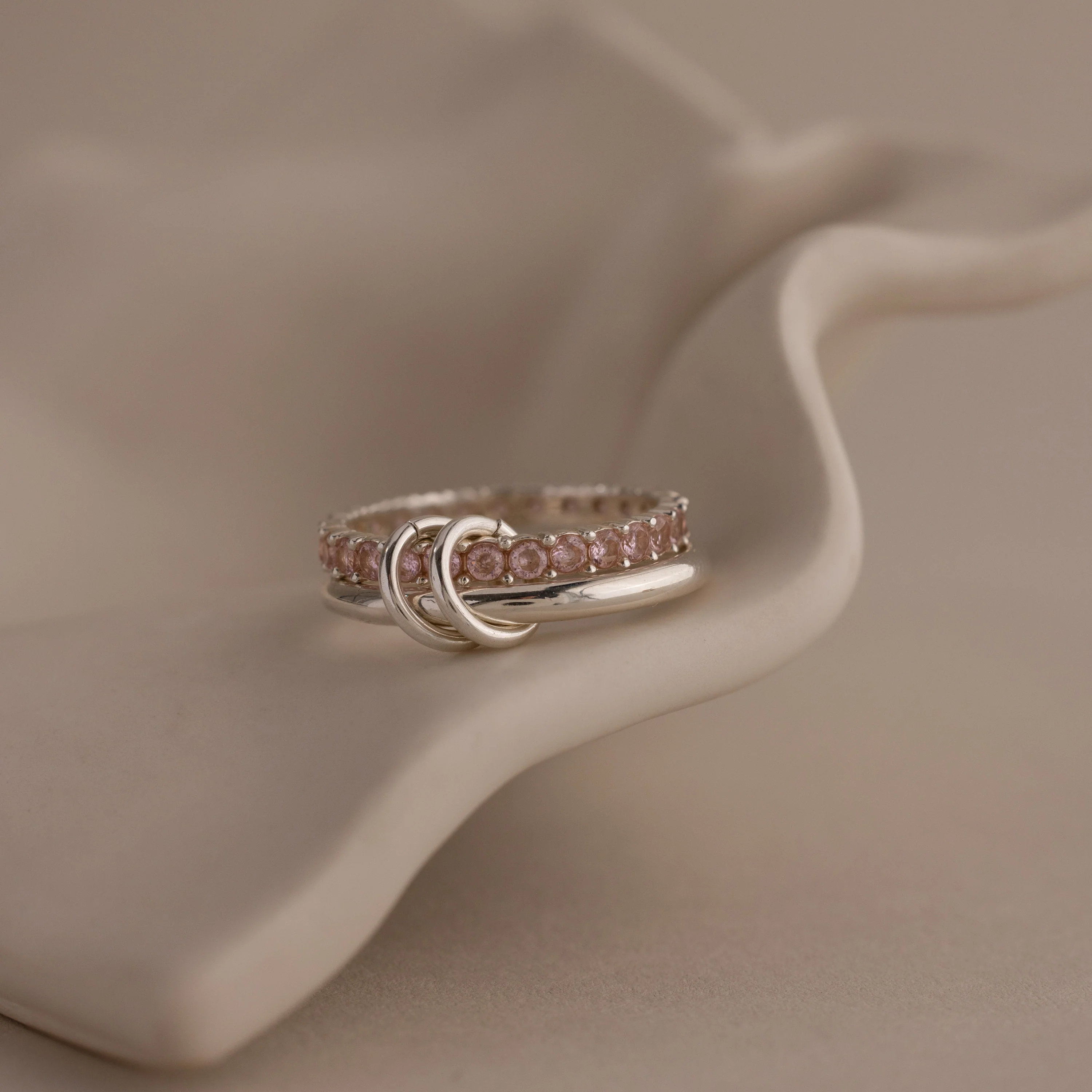Duo Birthstone Tennis Linked Ring Set - Image 8