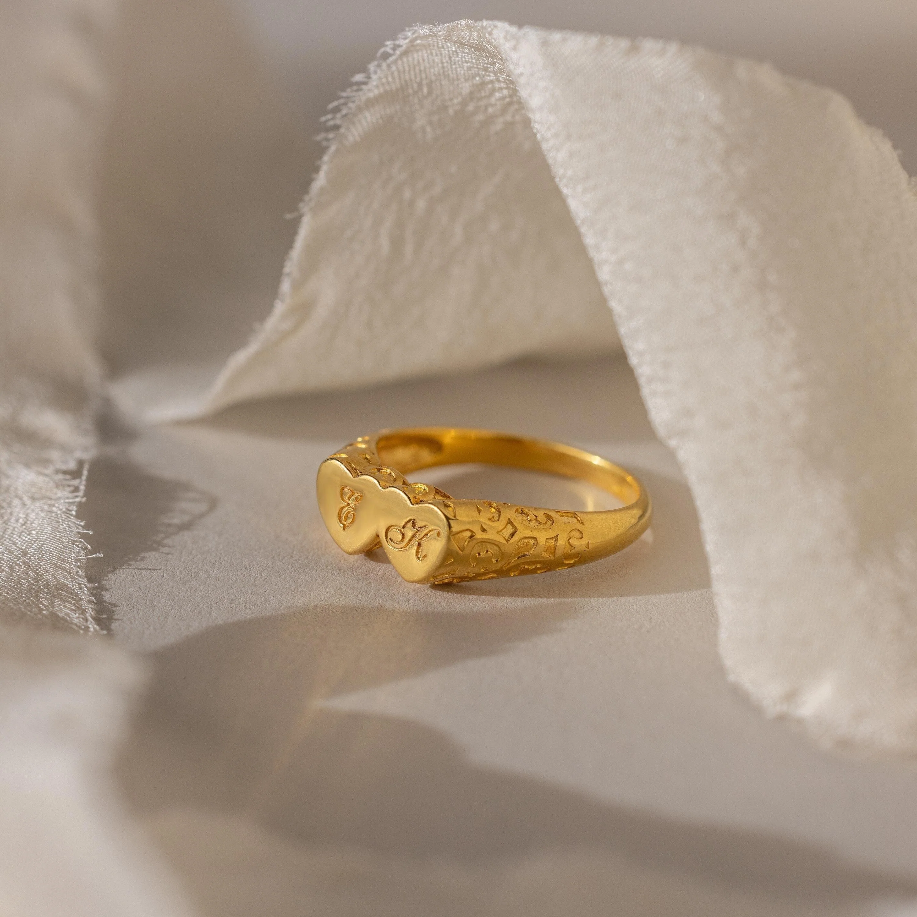 Duo Initial Heart Ring - Image 4