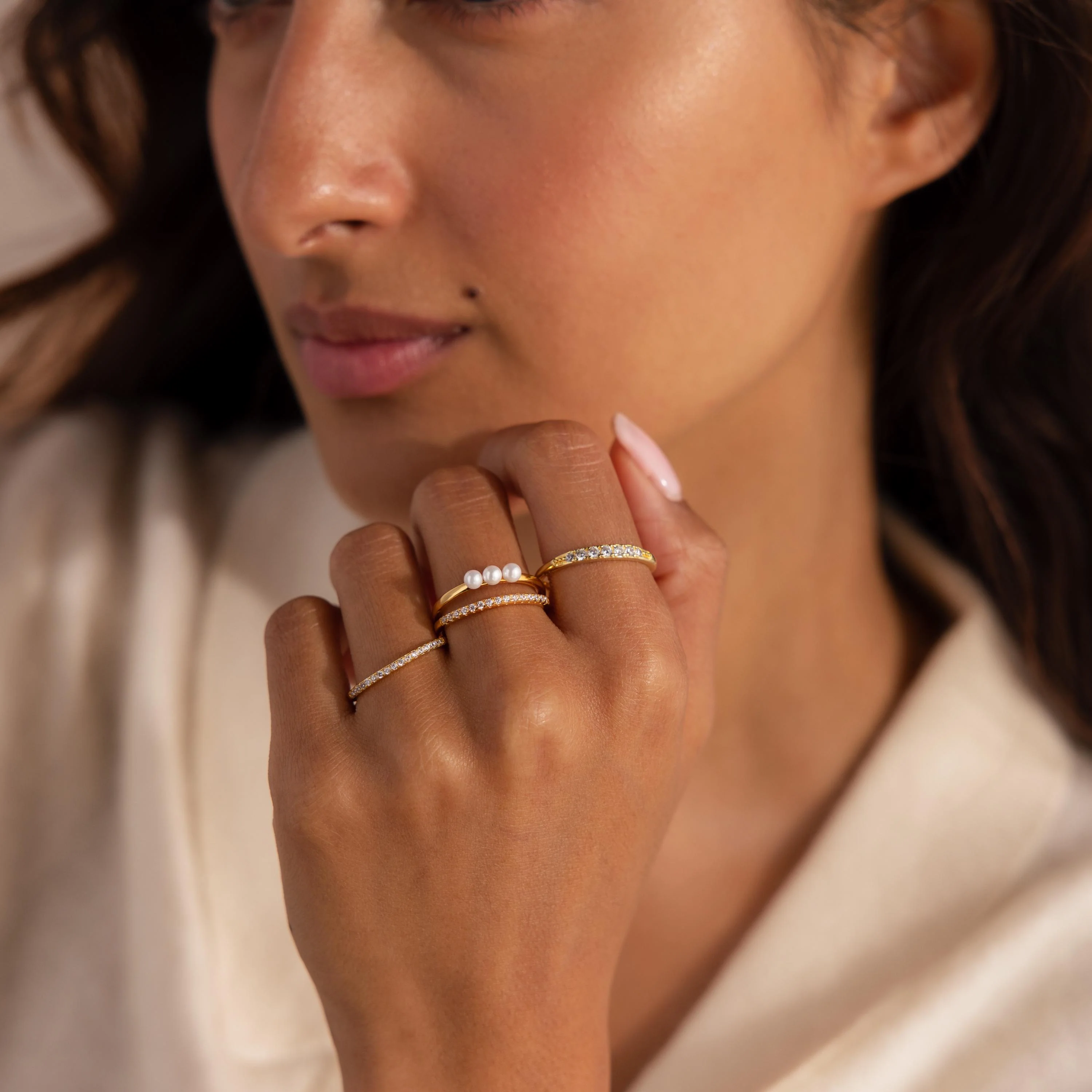 Duo Pave Pearl Ring - Image 6