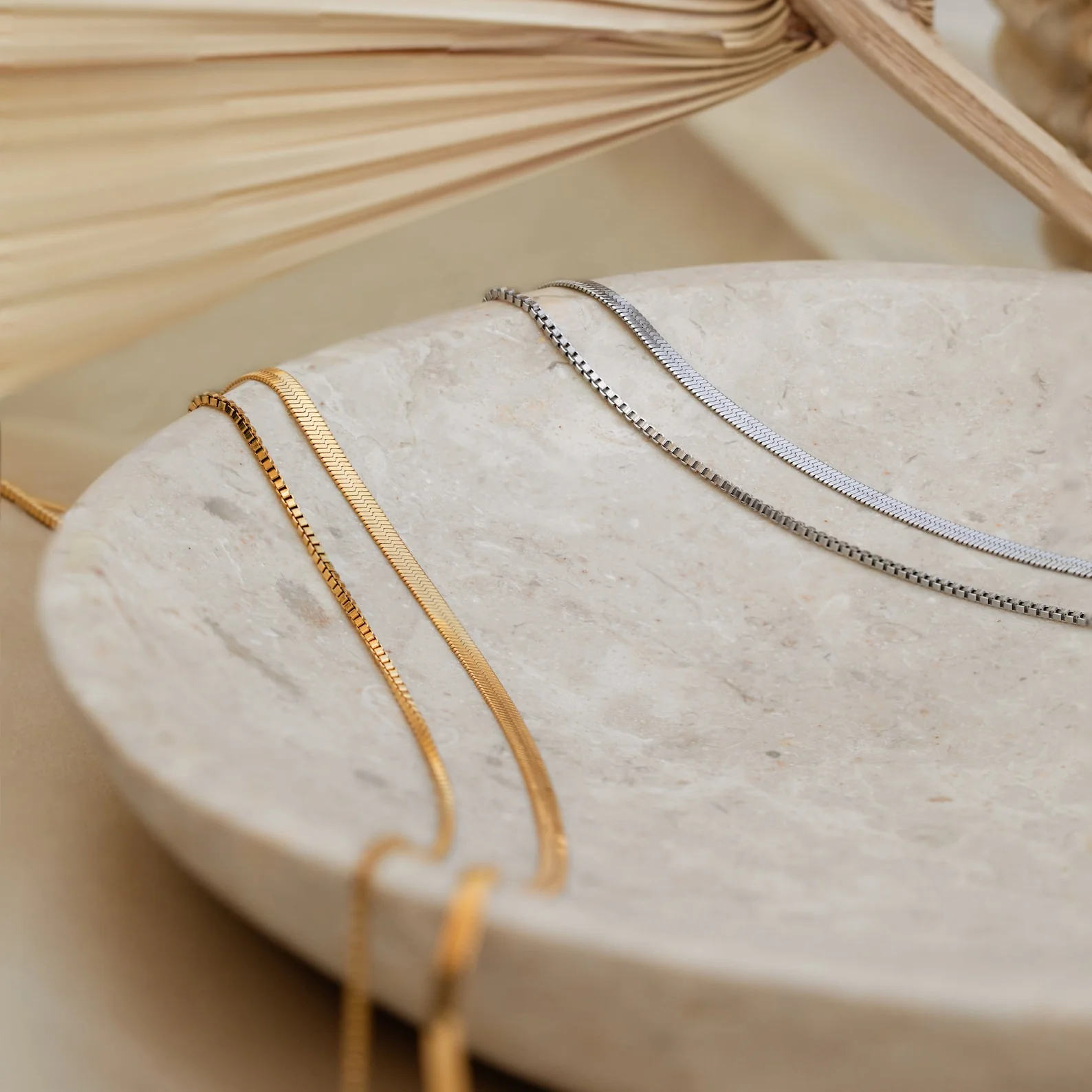 Herringbone Duo Chain Necklace - Image 4