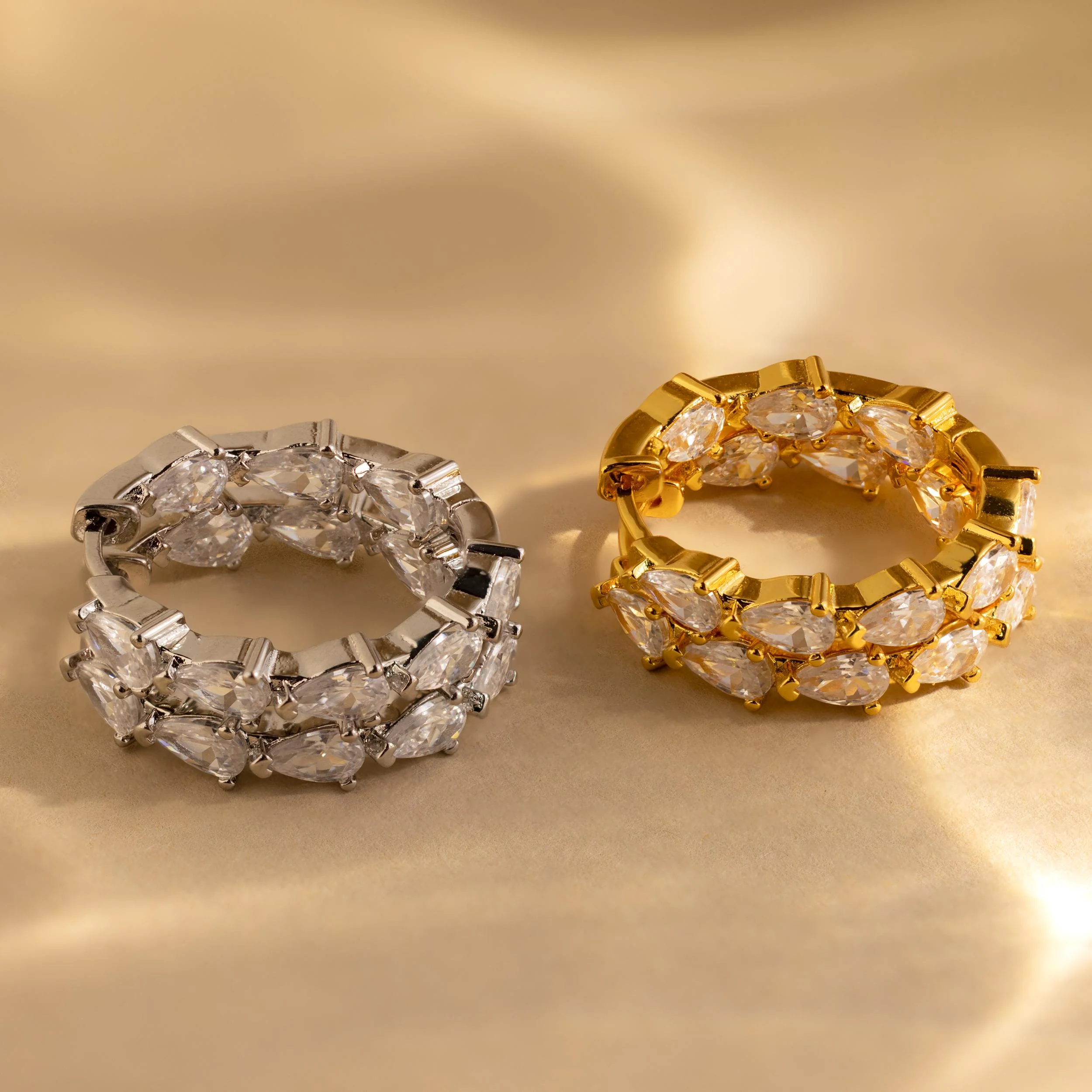 Inside Out Pear Diamond Hoops - Image 4