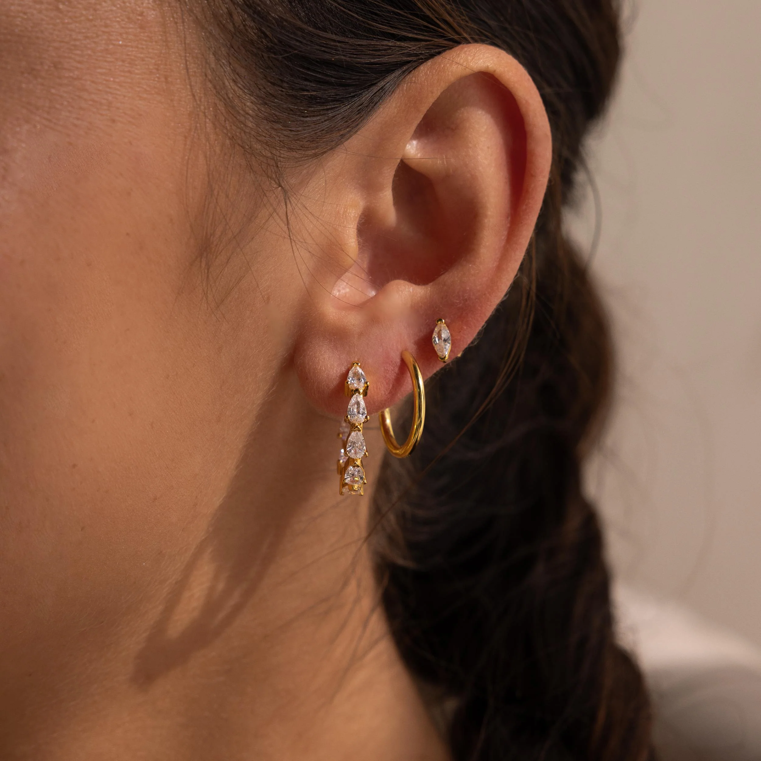 Inside Out Pear Diamond Hoops - Image 5