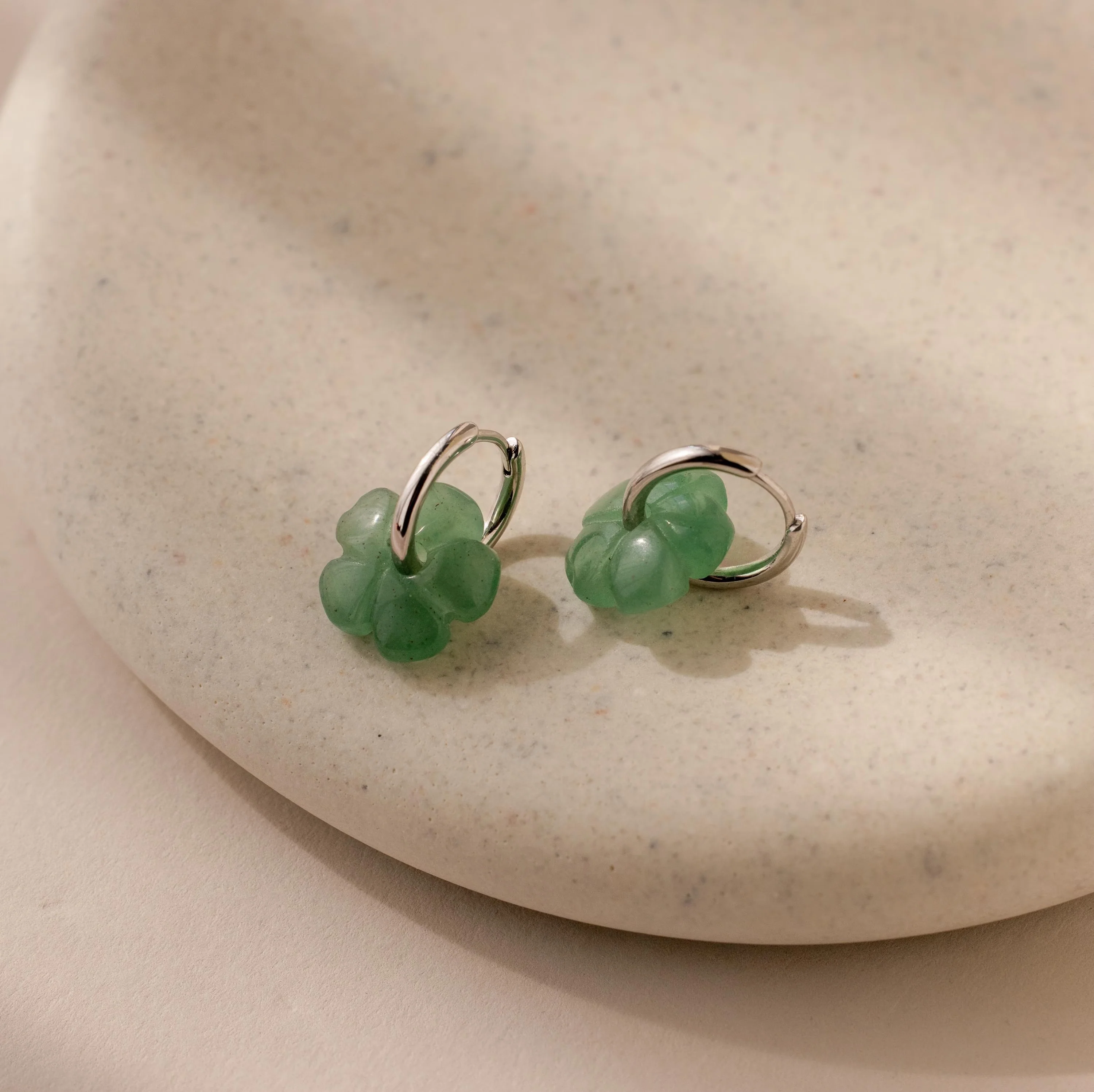 Jade Flower Hoops - Image 5