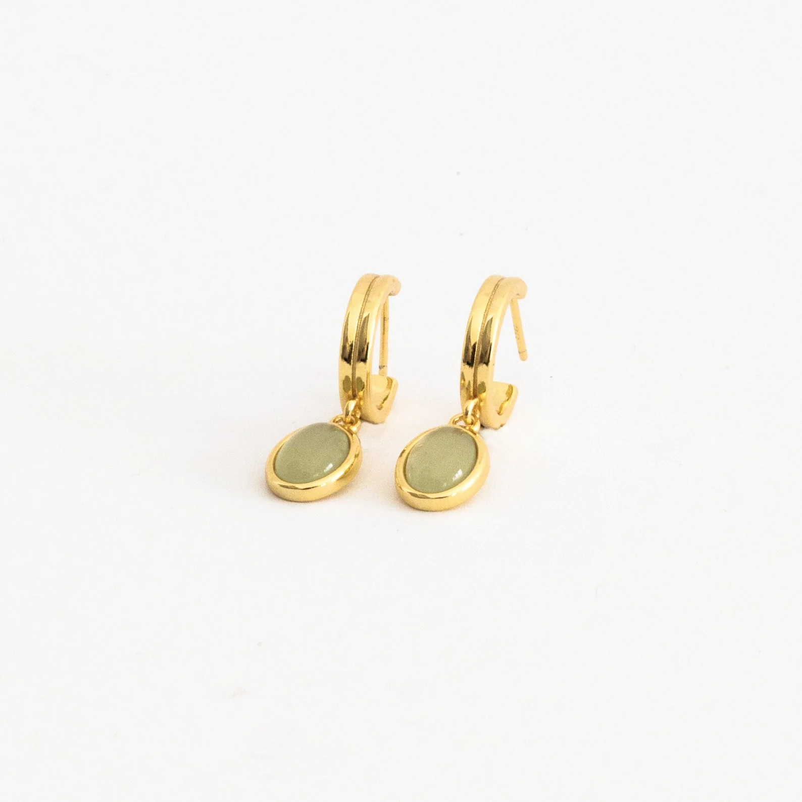 Jade Gemstone Drop Hoops - Image 5