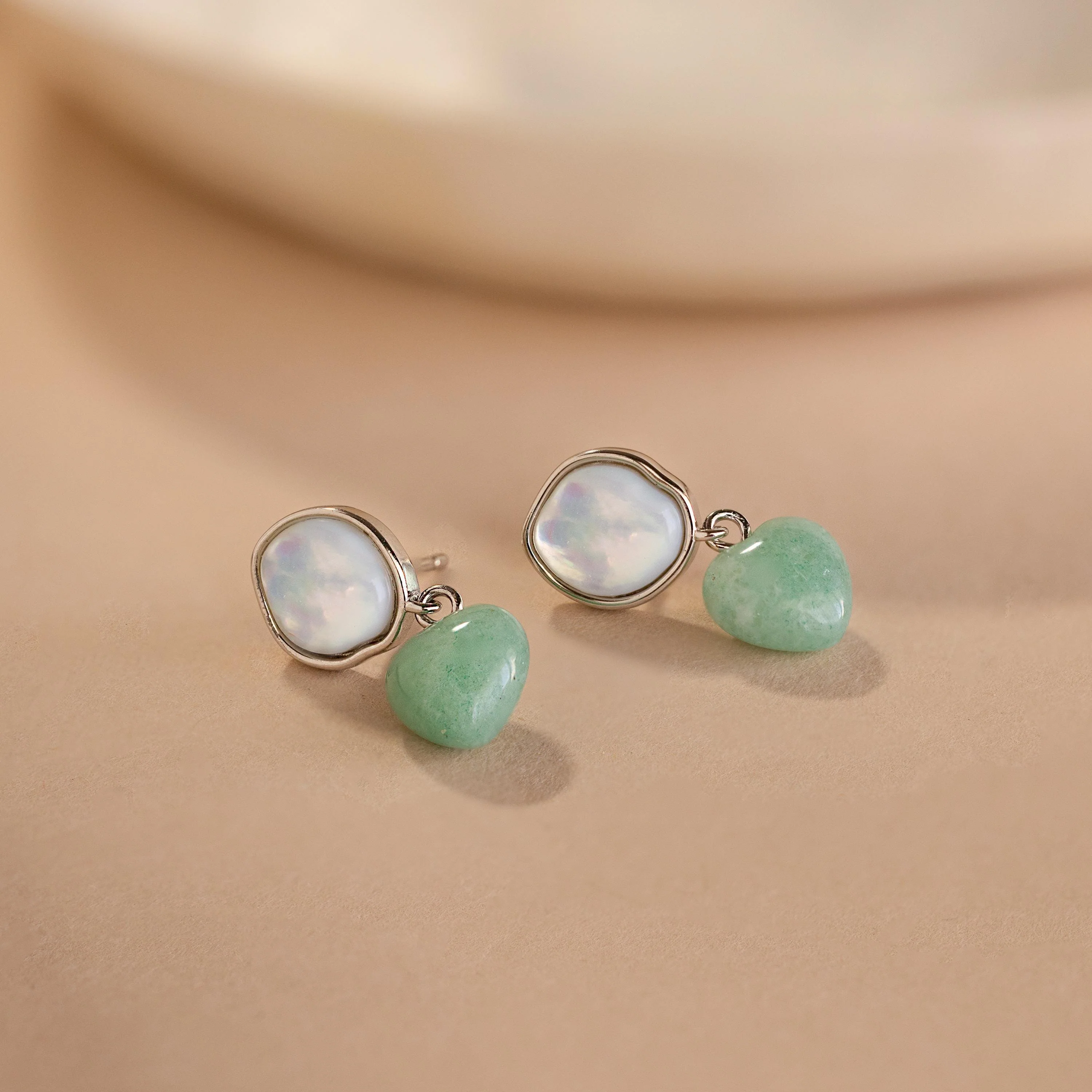 Jade Heart Drop Earrings - Image 5