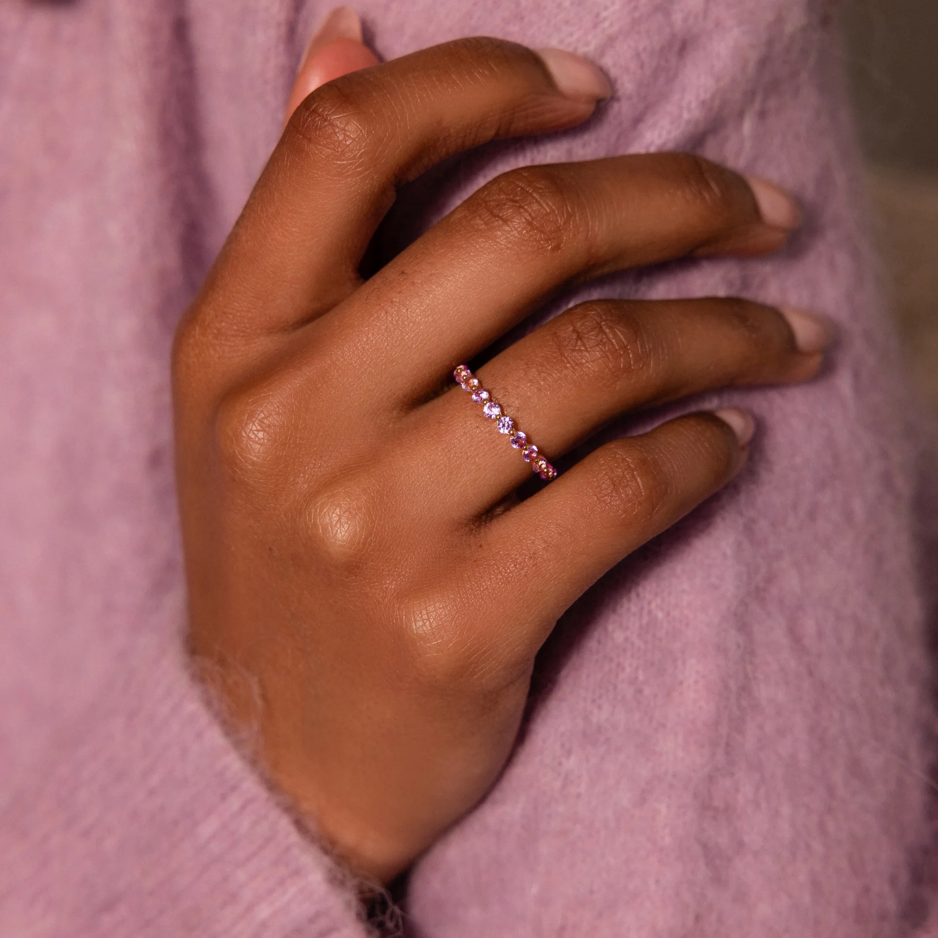 Lace Eternity Birthstone Ring - Image 5