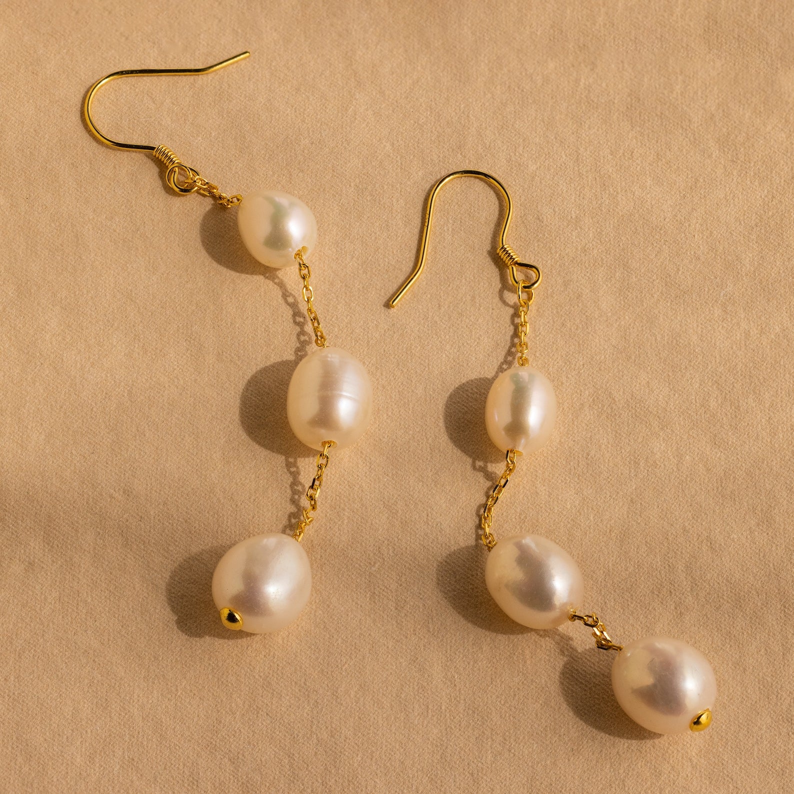 Long Pearl Dangle Earrings - Image 3