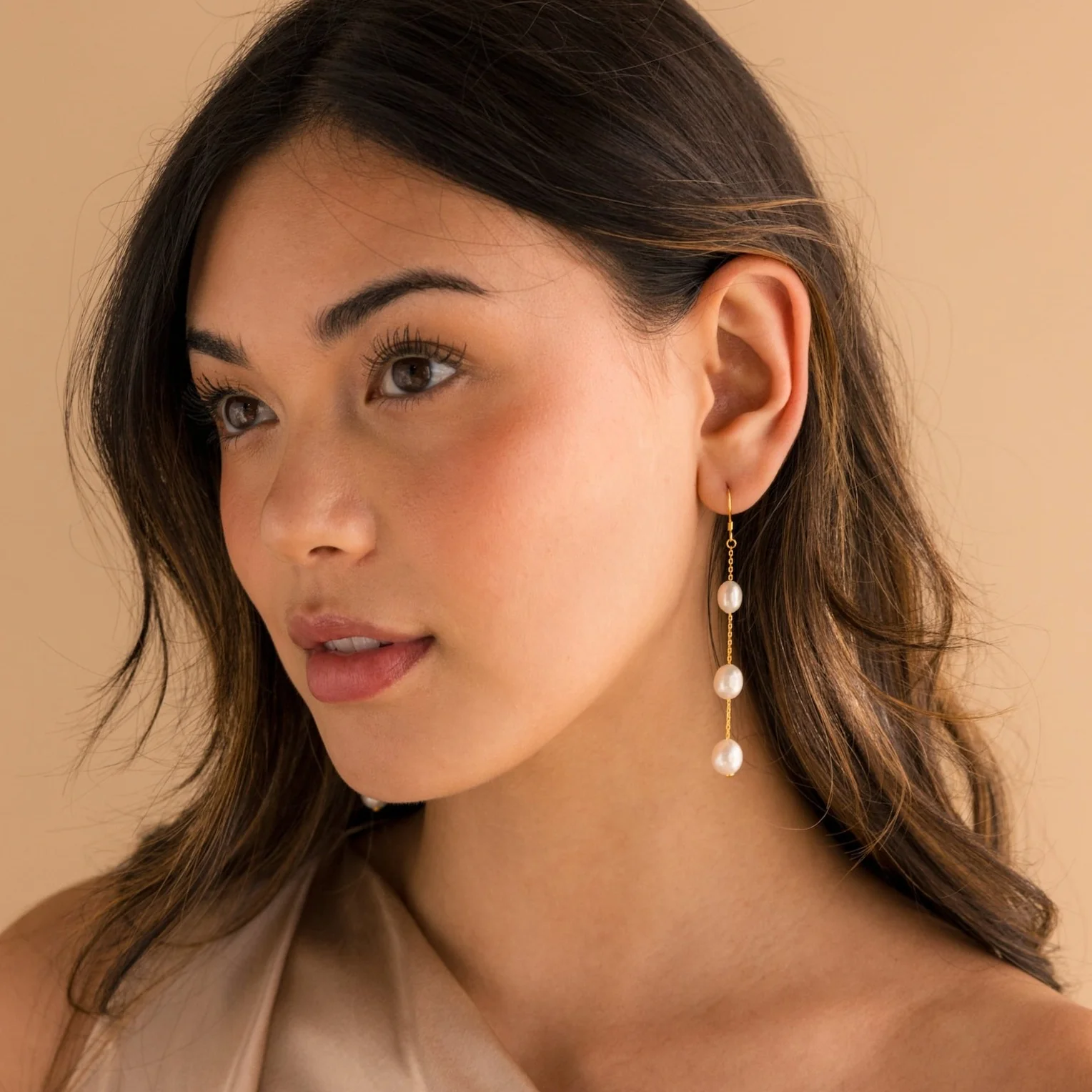 Long Pearl Dangle Earrings - Image 4