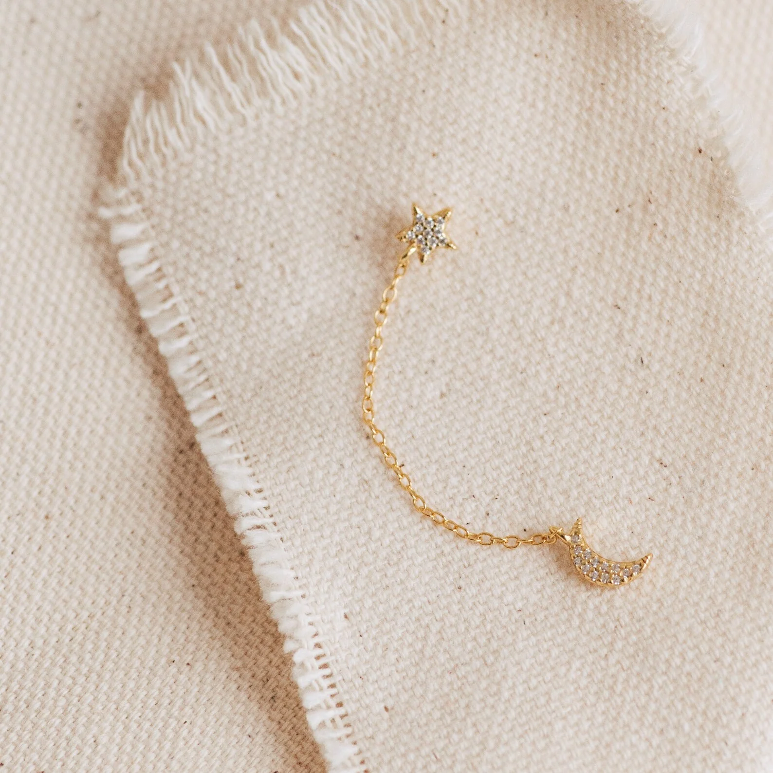 Luna Moon & Star Chain Earrings - Image 2