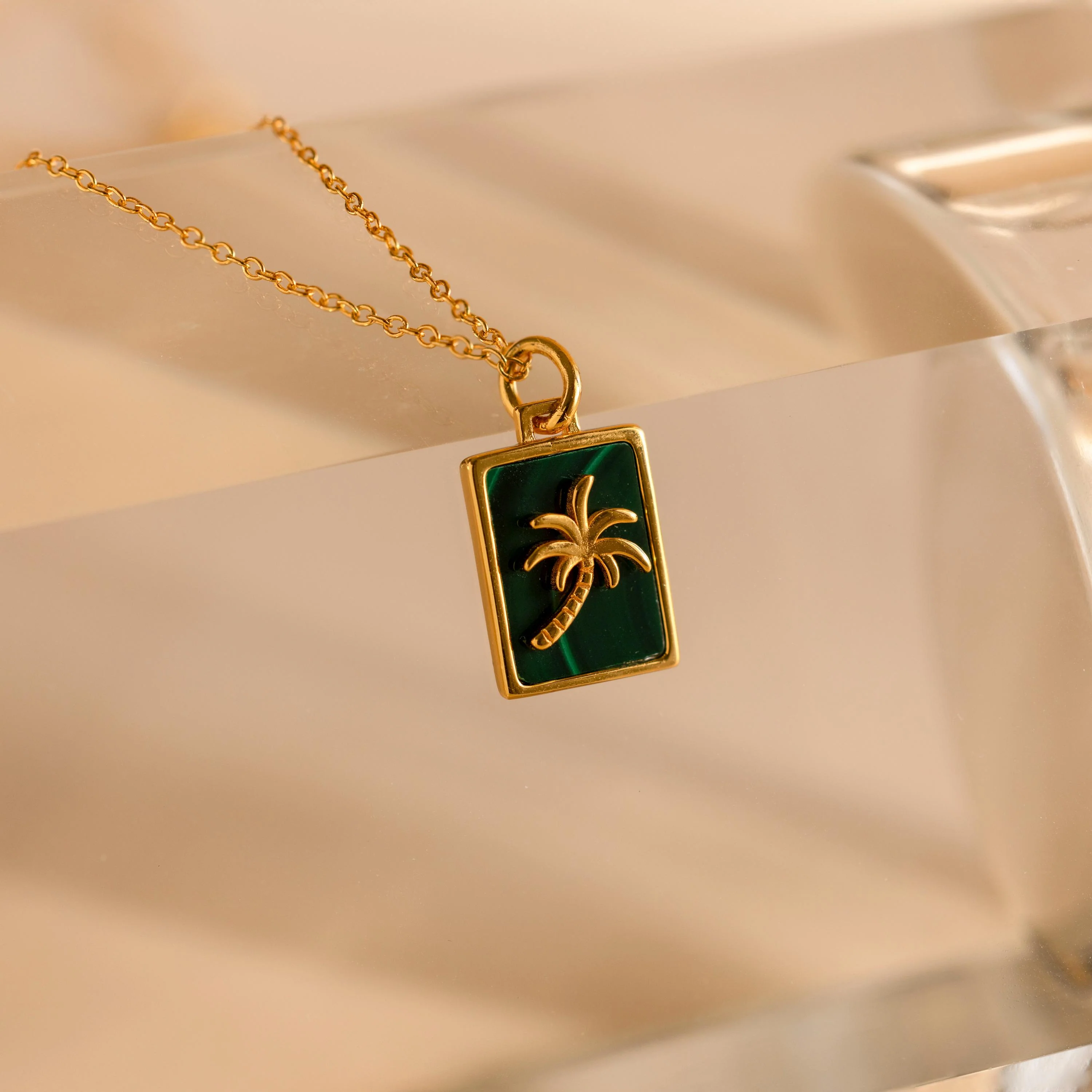 Malachite Palm Tree Necklace - Image 4