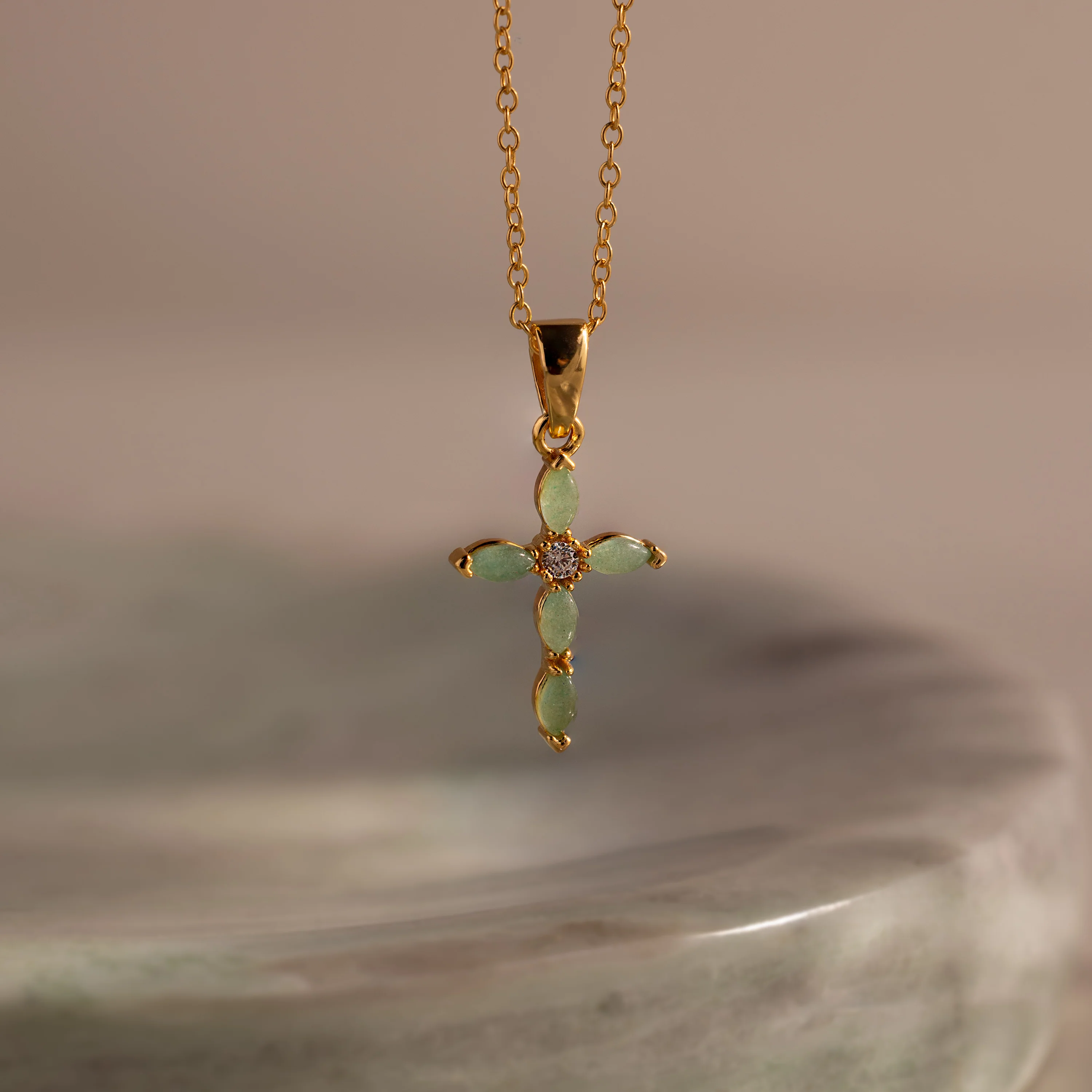 Marquise Jade Cross Necklace