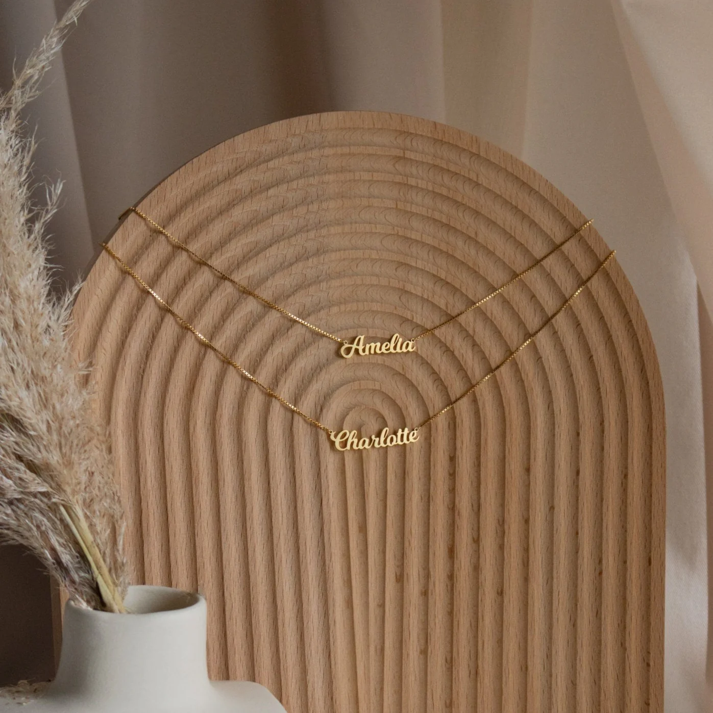 Mellow Double Name Necklace in Box Chain - Image 2