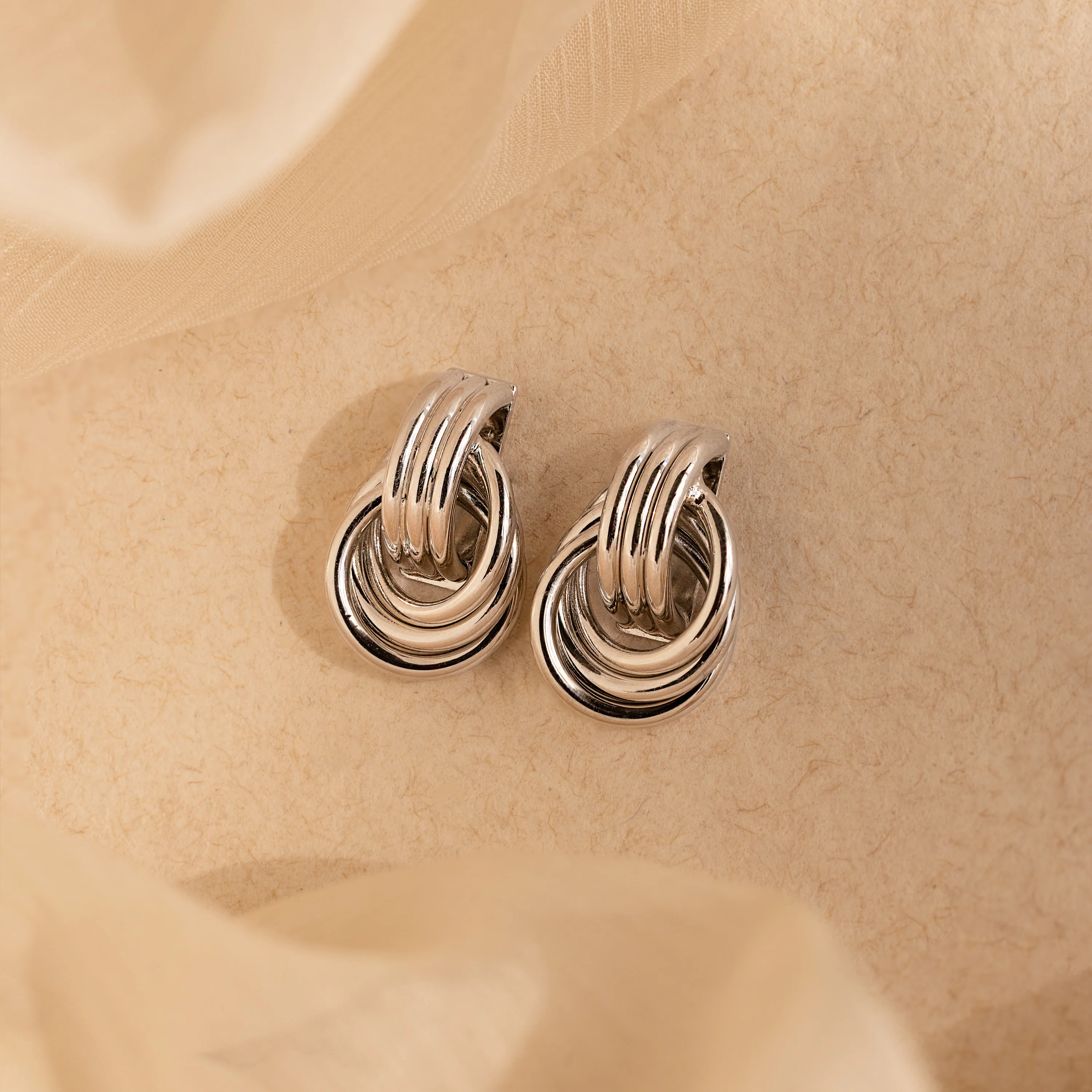 Mini Triple Knot Earrings in Mixed Metal - Image 3