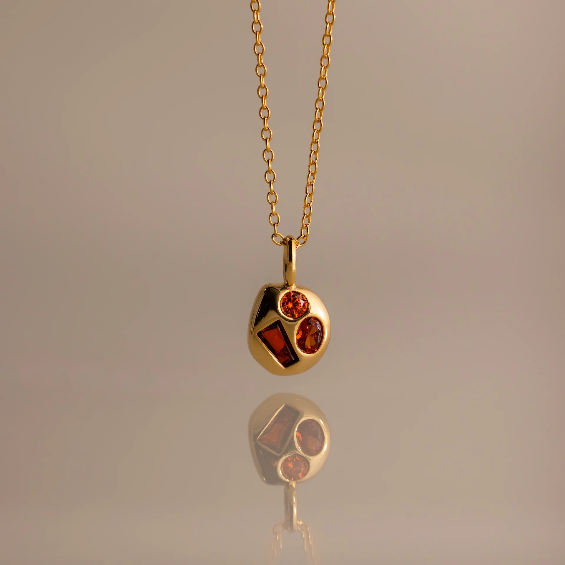 Mixed Garnet Capsule Necklace