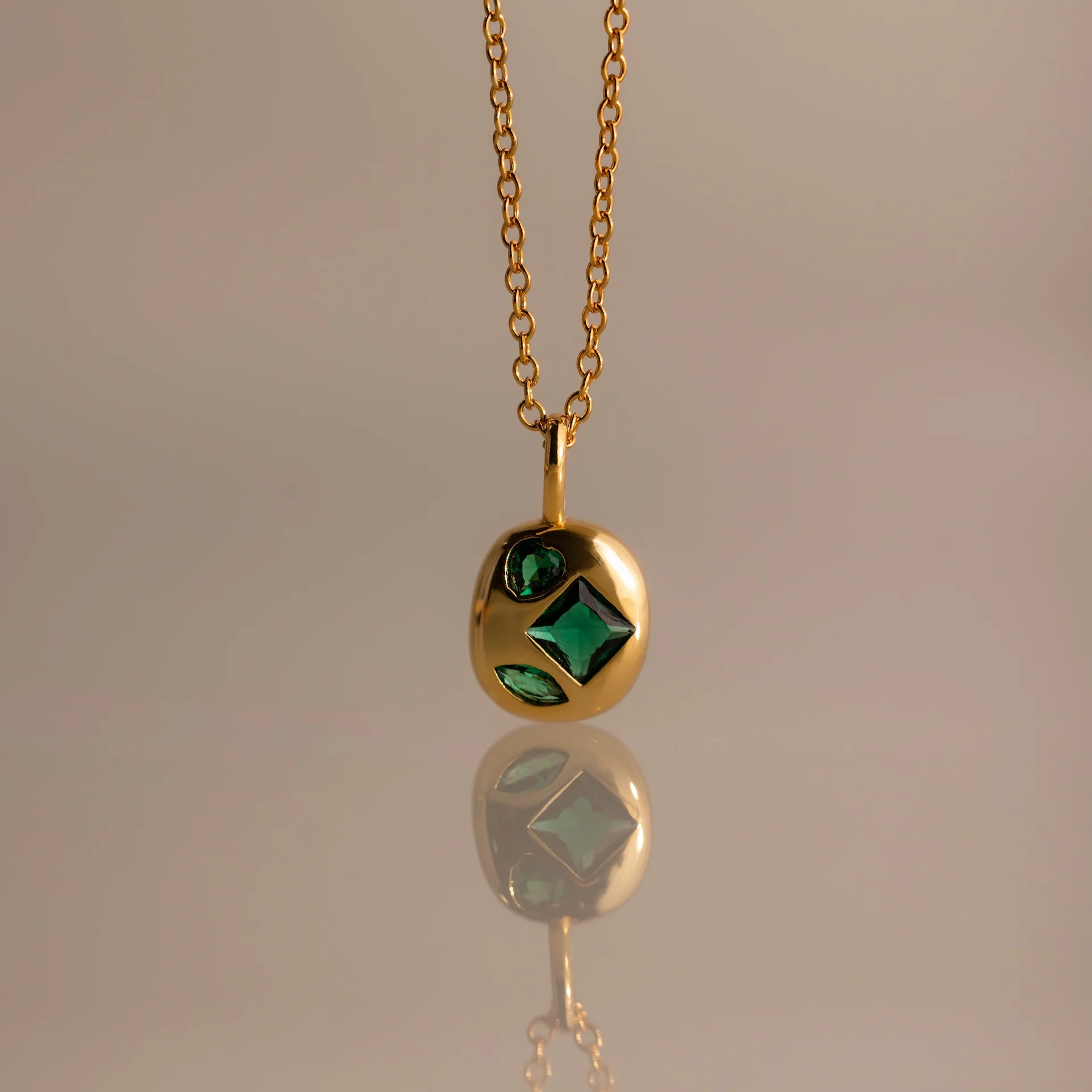 Mixed Emerald Capsule Necklace