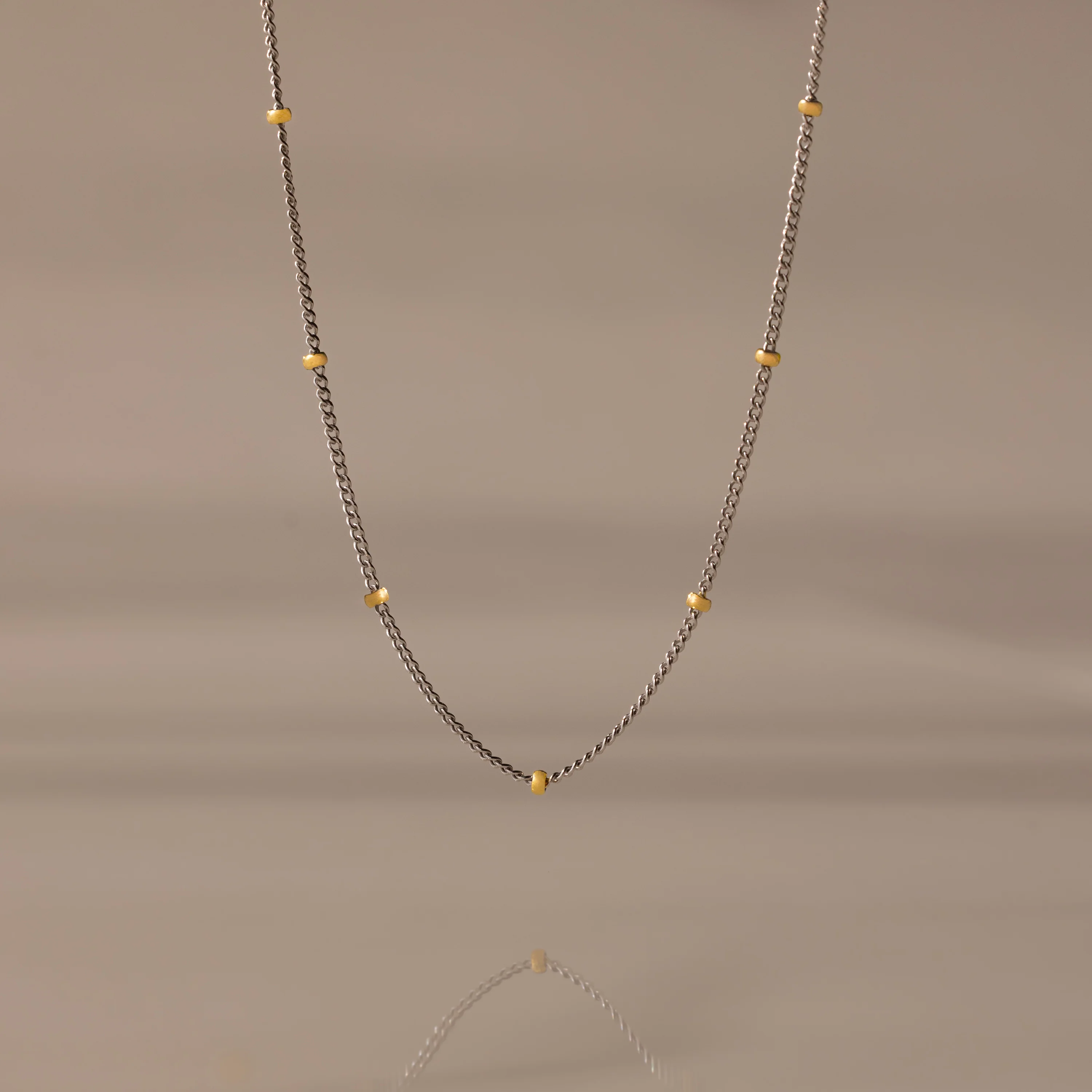 Mixed Metal Beaded Necklace