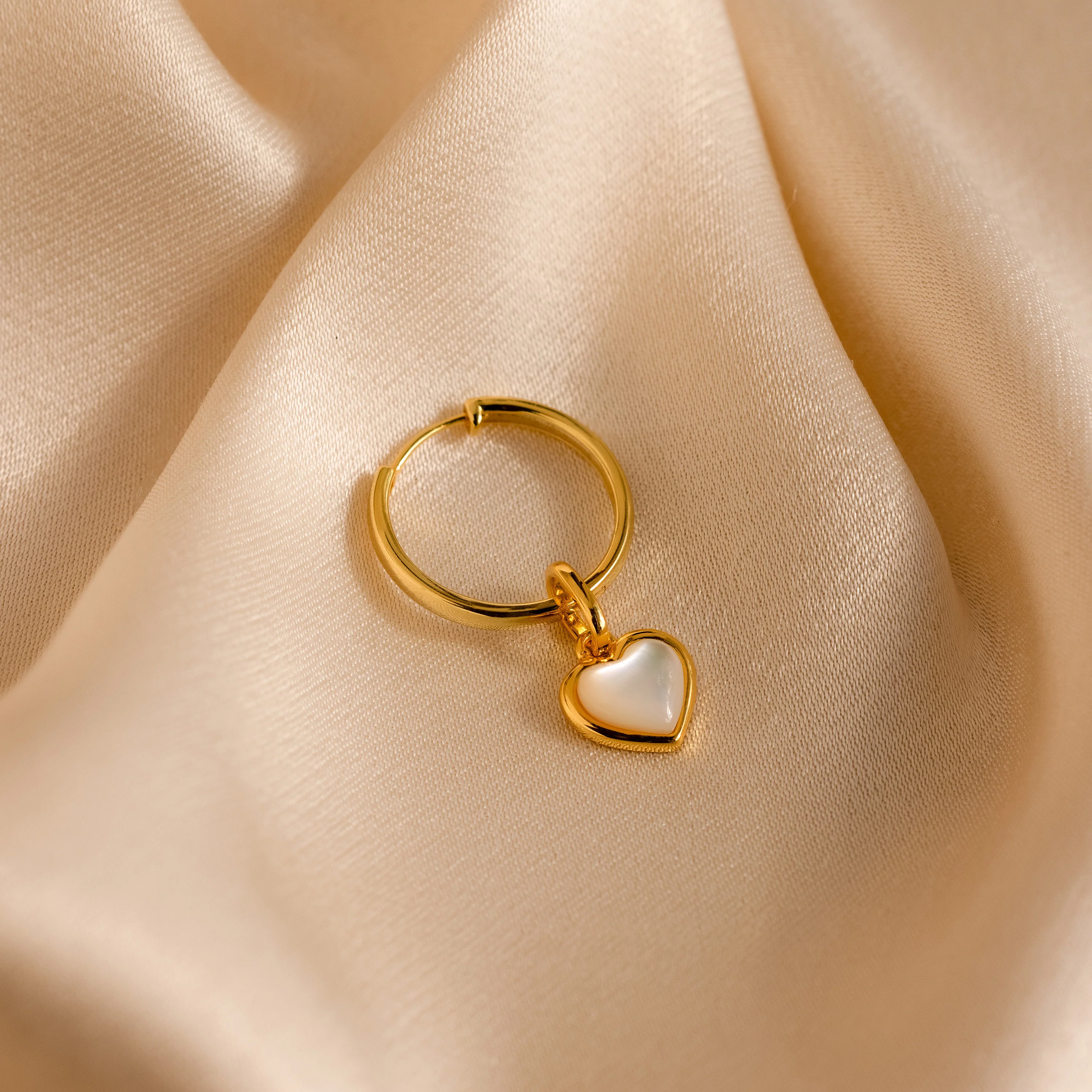Mother of Pearl Heart Charm in 18K Gold - Image 5