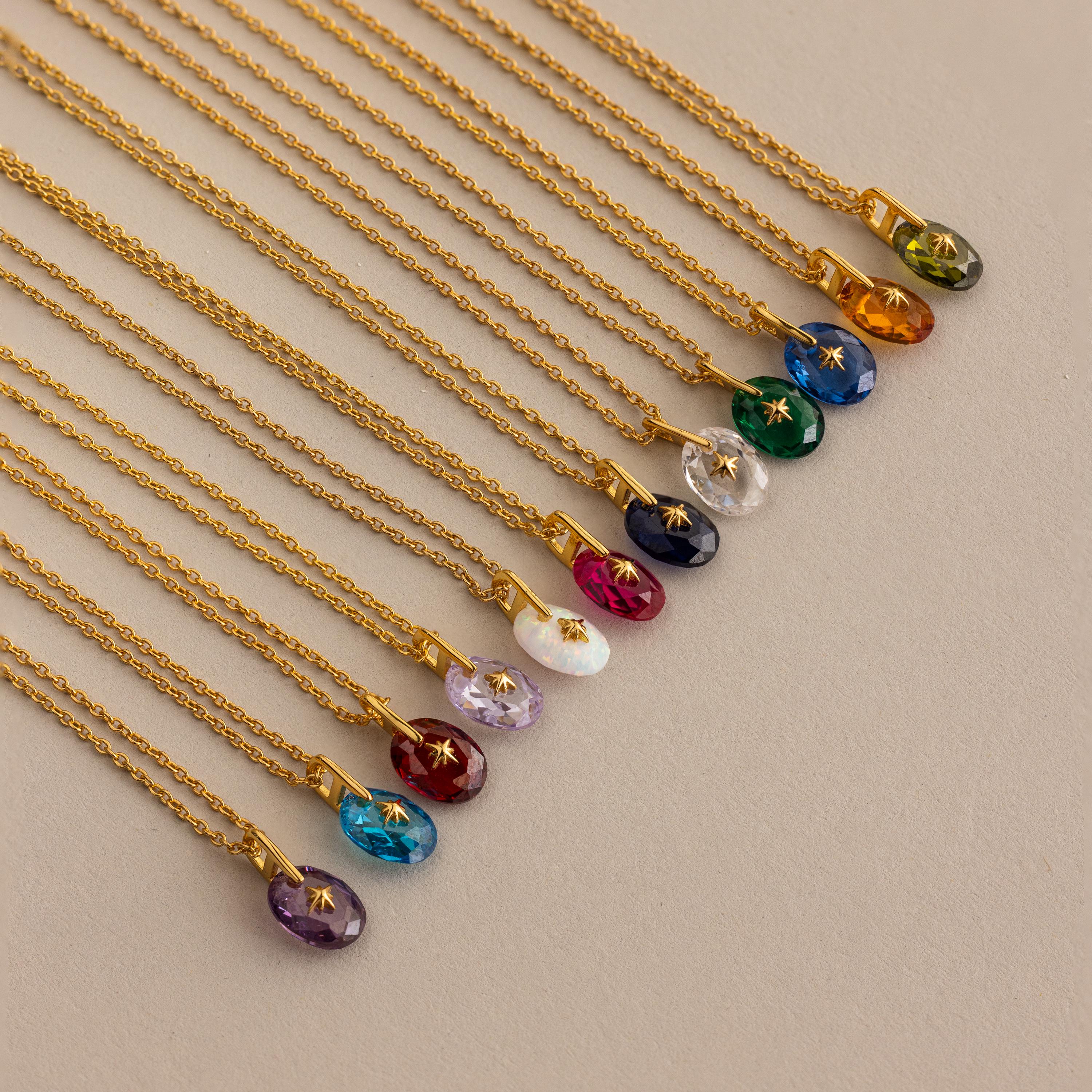 North Star Birthstone Signet Necklace in Garnet - Image 3