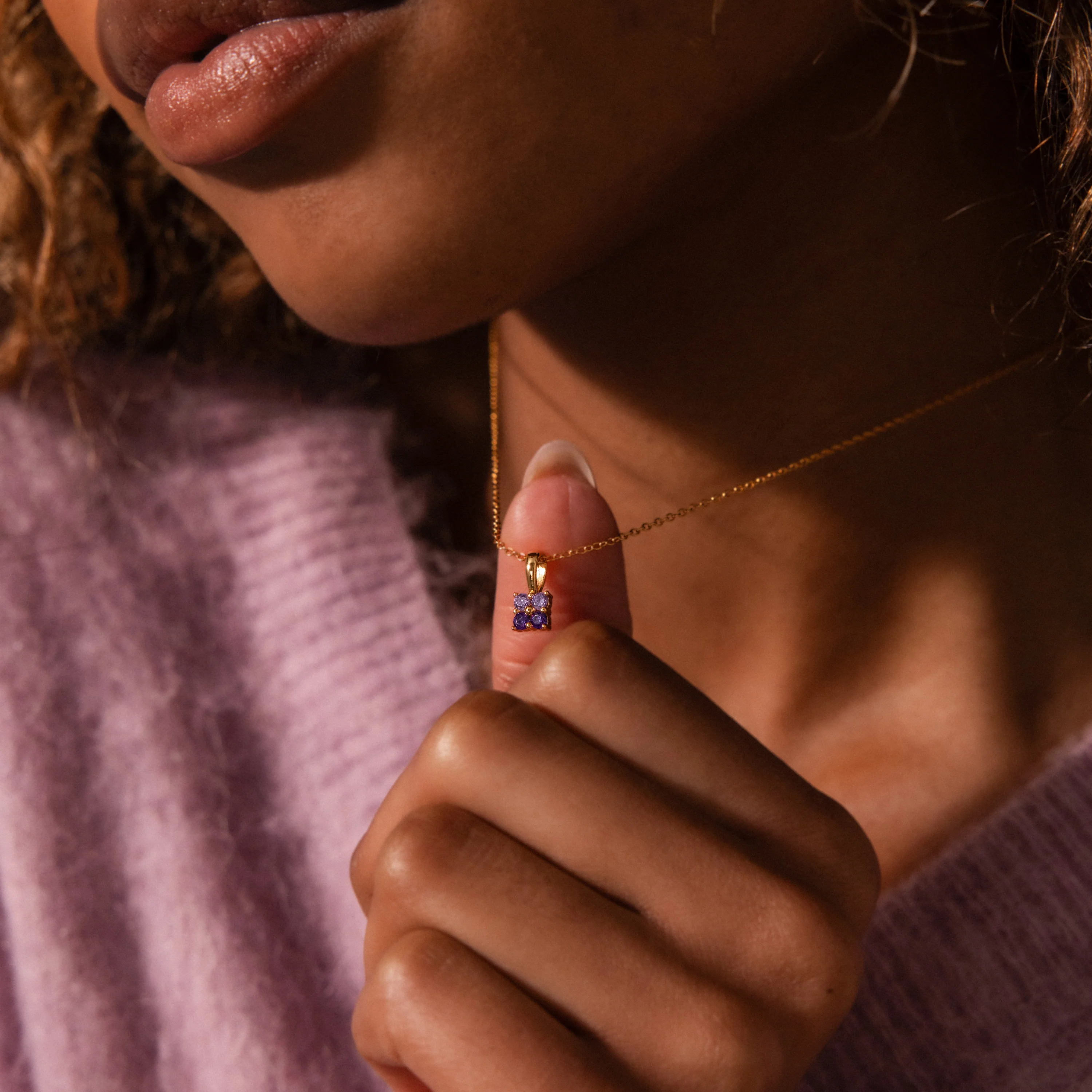 Ombre Amethyst Flower Necklace - Image 2