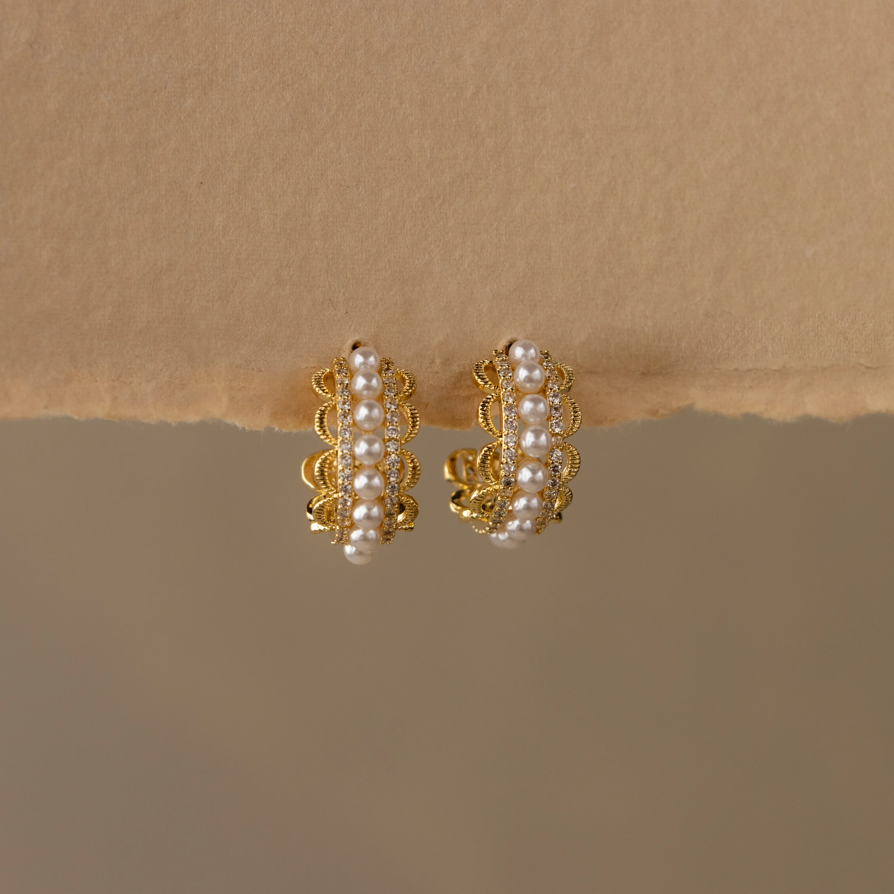 Opulent Diamond Pearl Hoop Studs