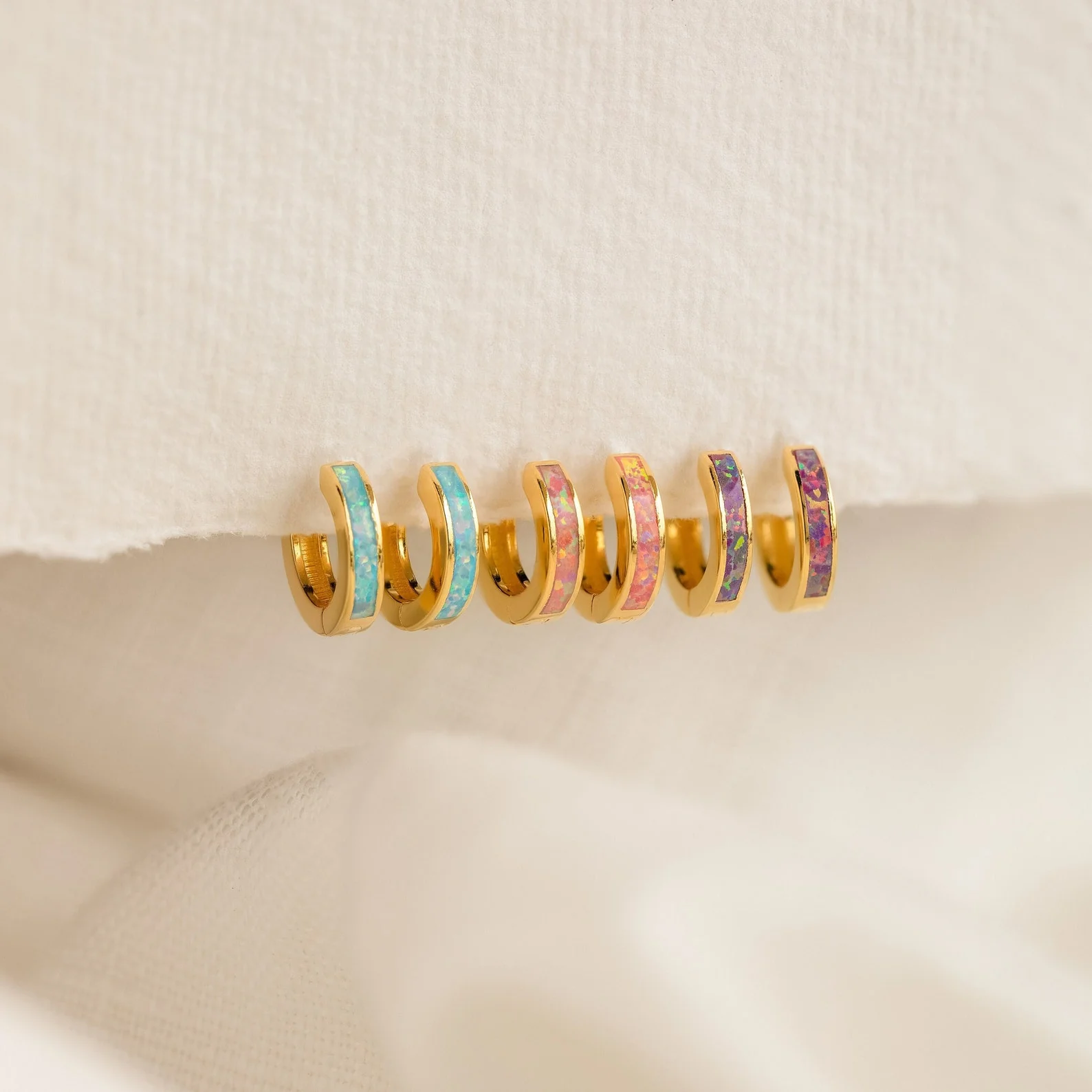 Pastel Opal Inlay Huggies