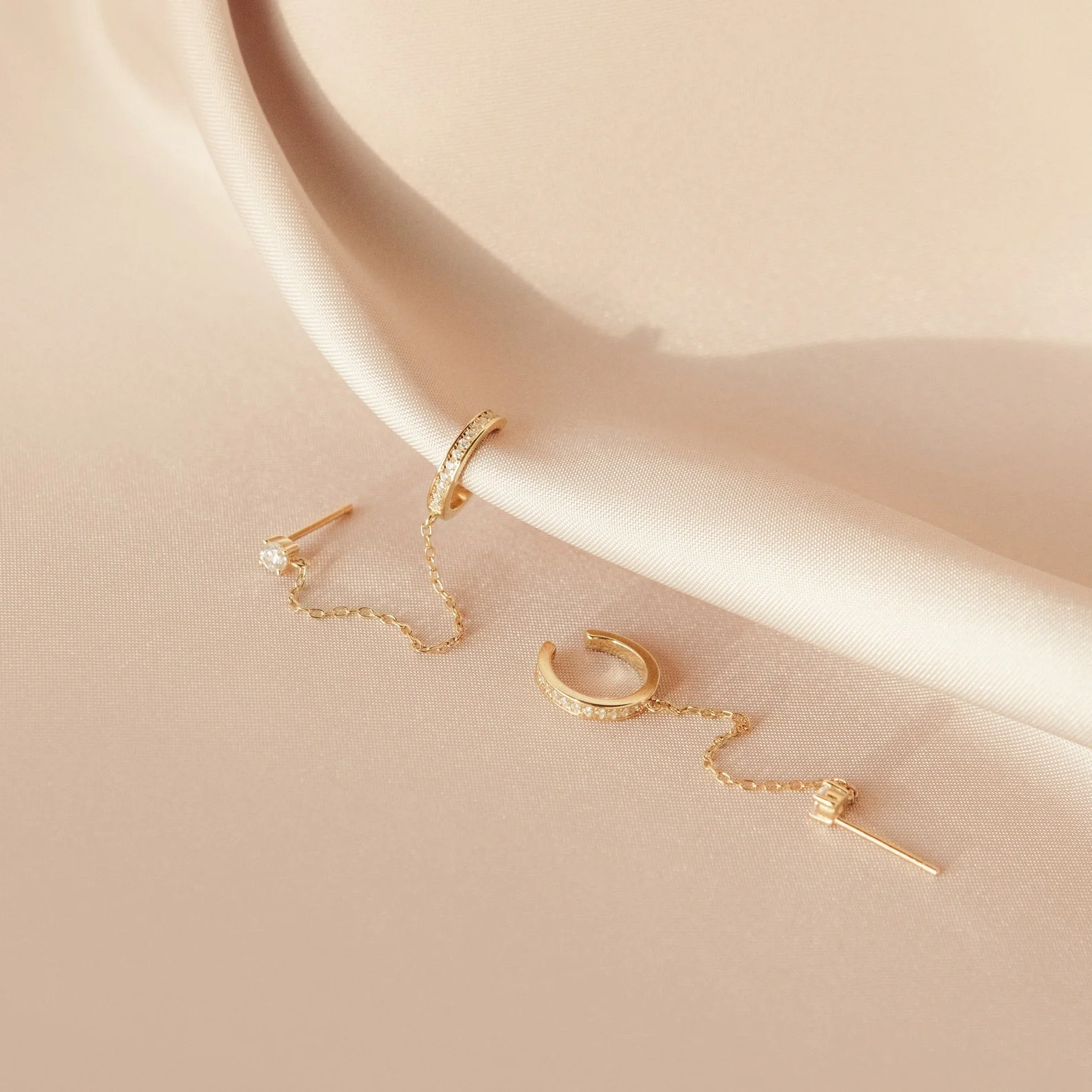 Pave Chain Ear Cuffs in 18K Gold - Image 4