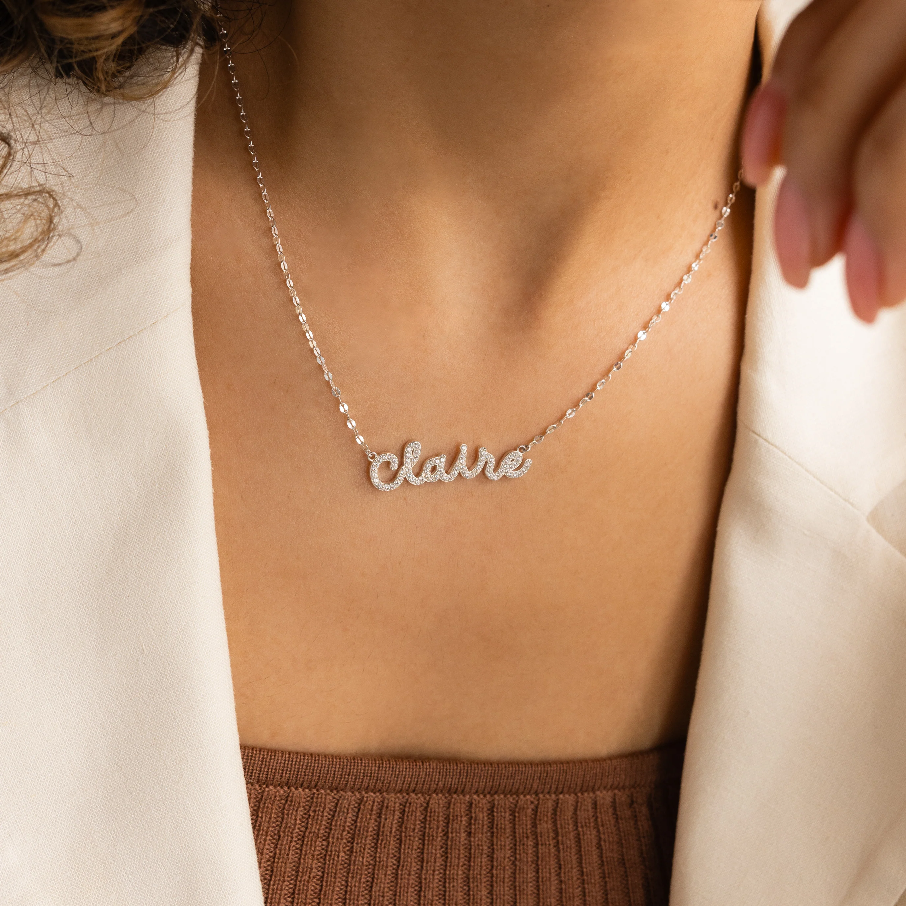 Pave Dream Script Name Necklace - Image 8