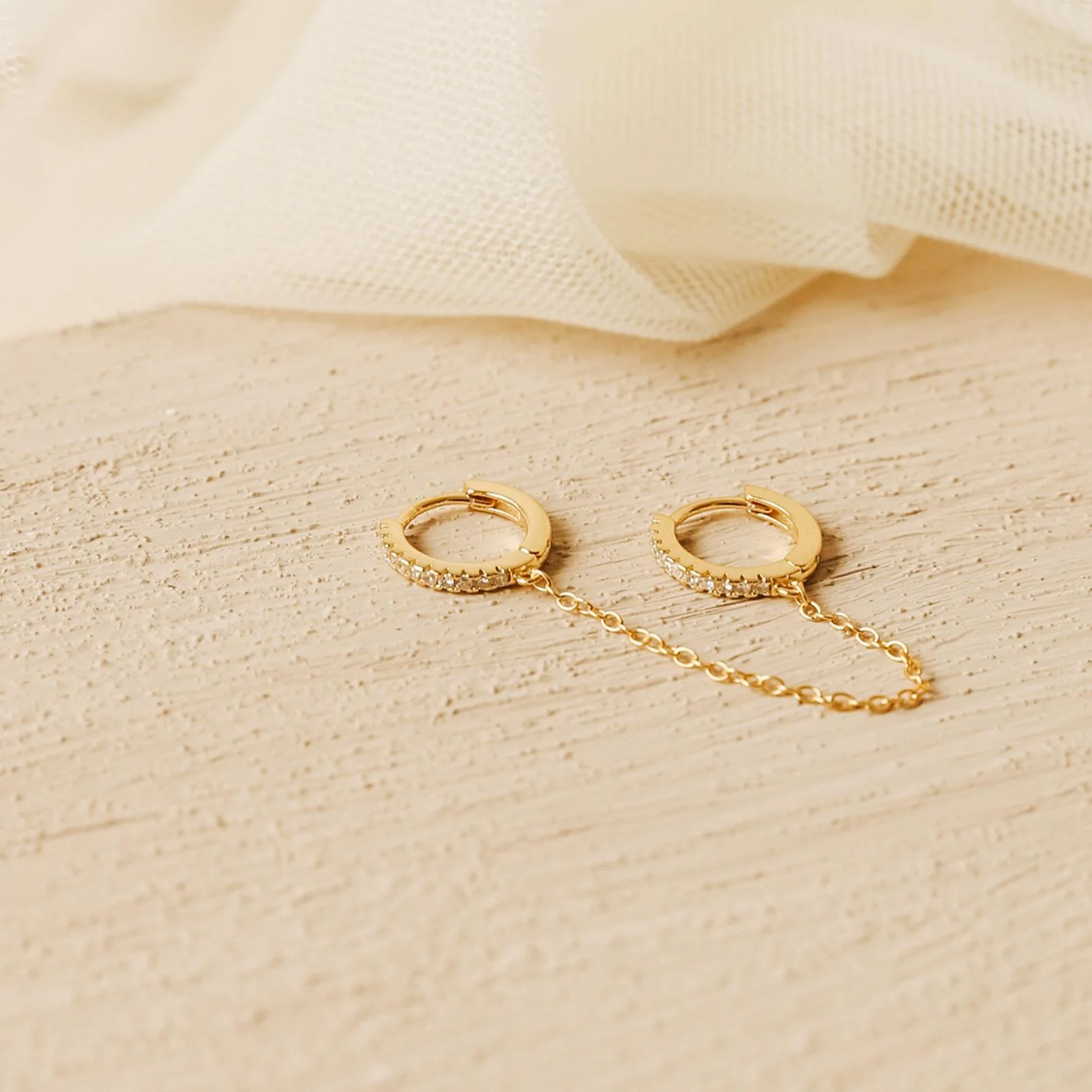Pave Duo Chain Earrings - Image 2