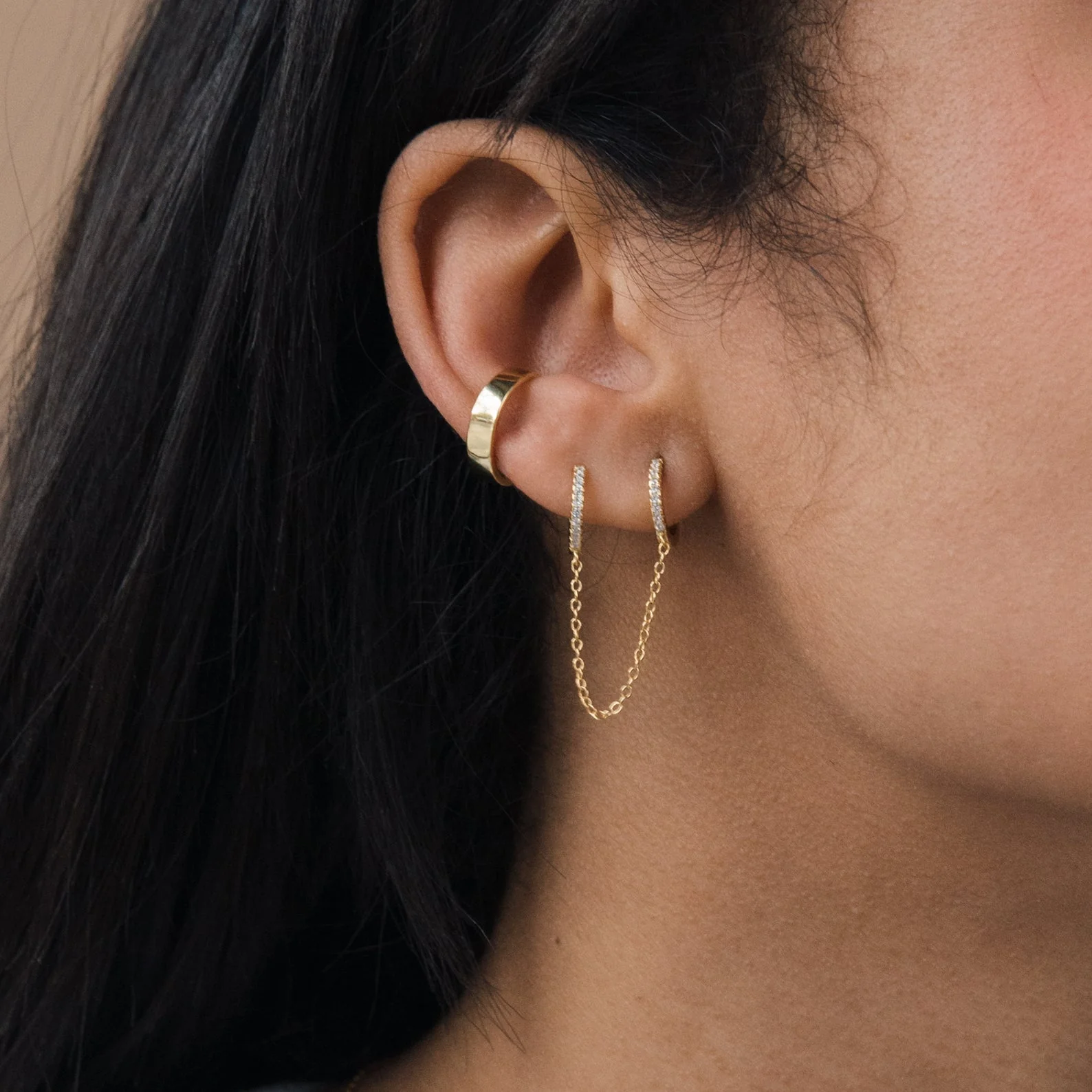 Pave Duo Chain Earrings - Image 5