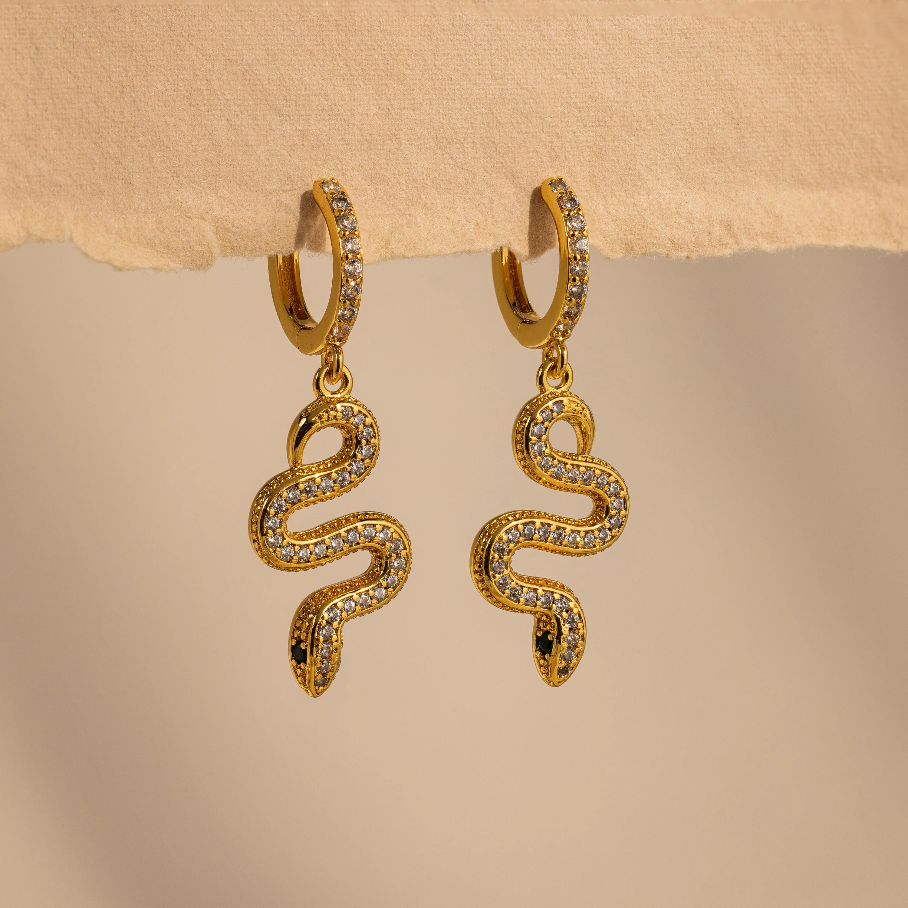 Pave Snake Charm Hoops - Image 2