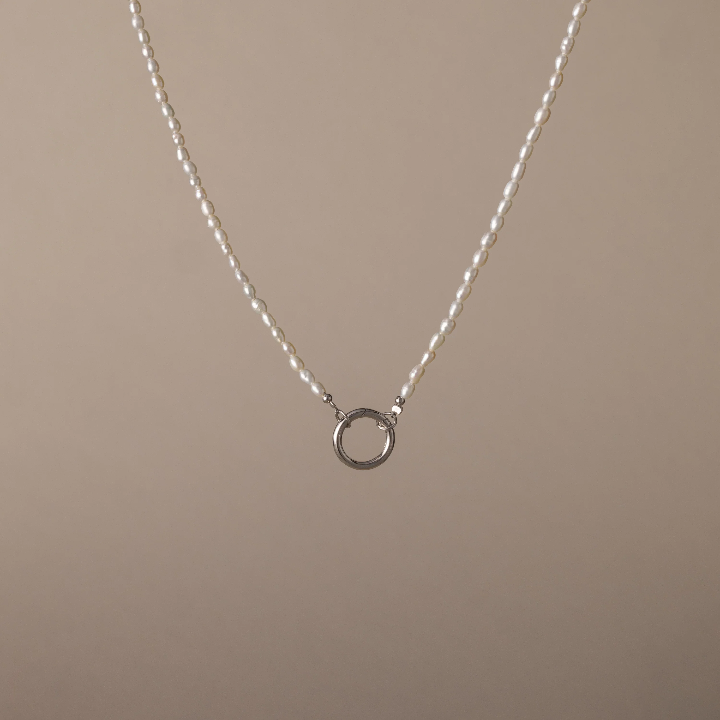 Pearl Chain Clasp Necklace in Silver