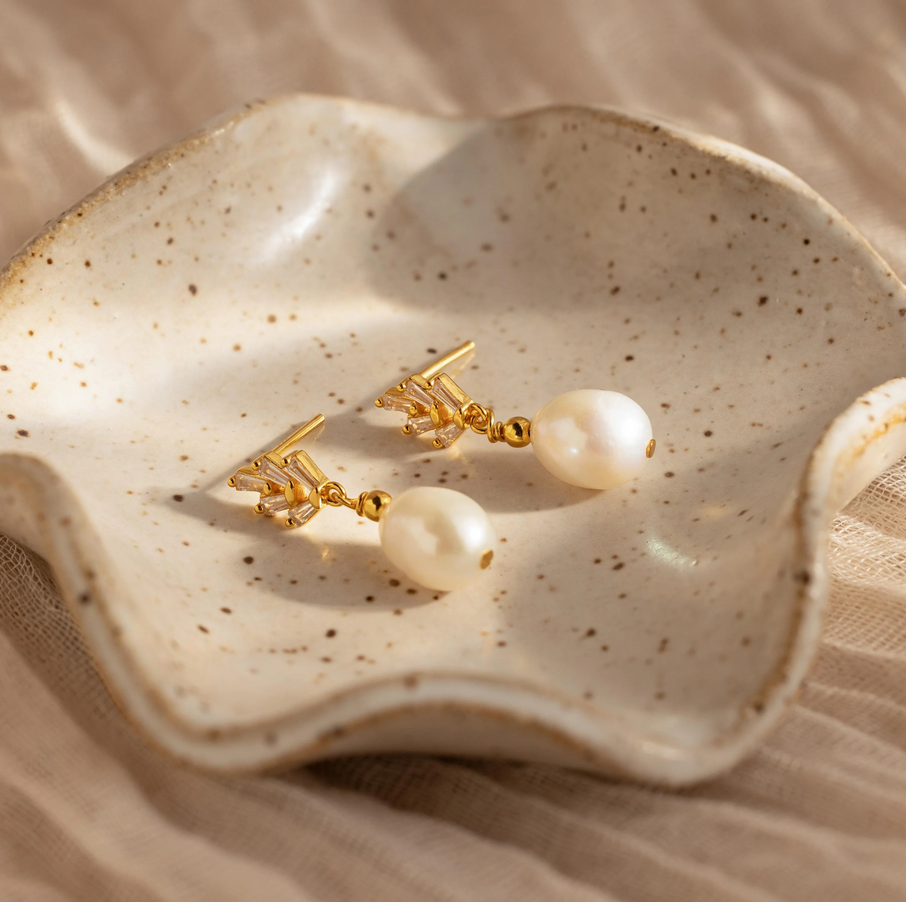 Pearl Diamond Drop Earrings - Image 7