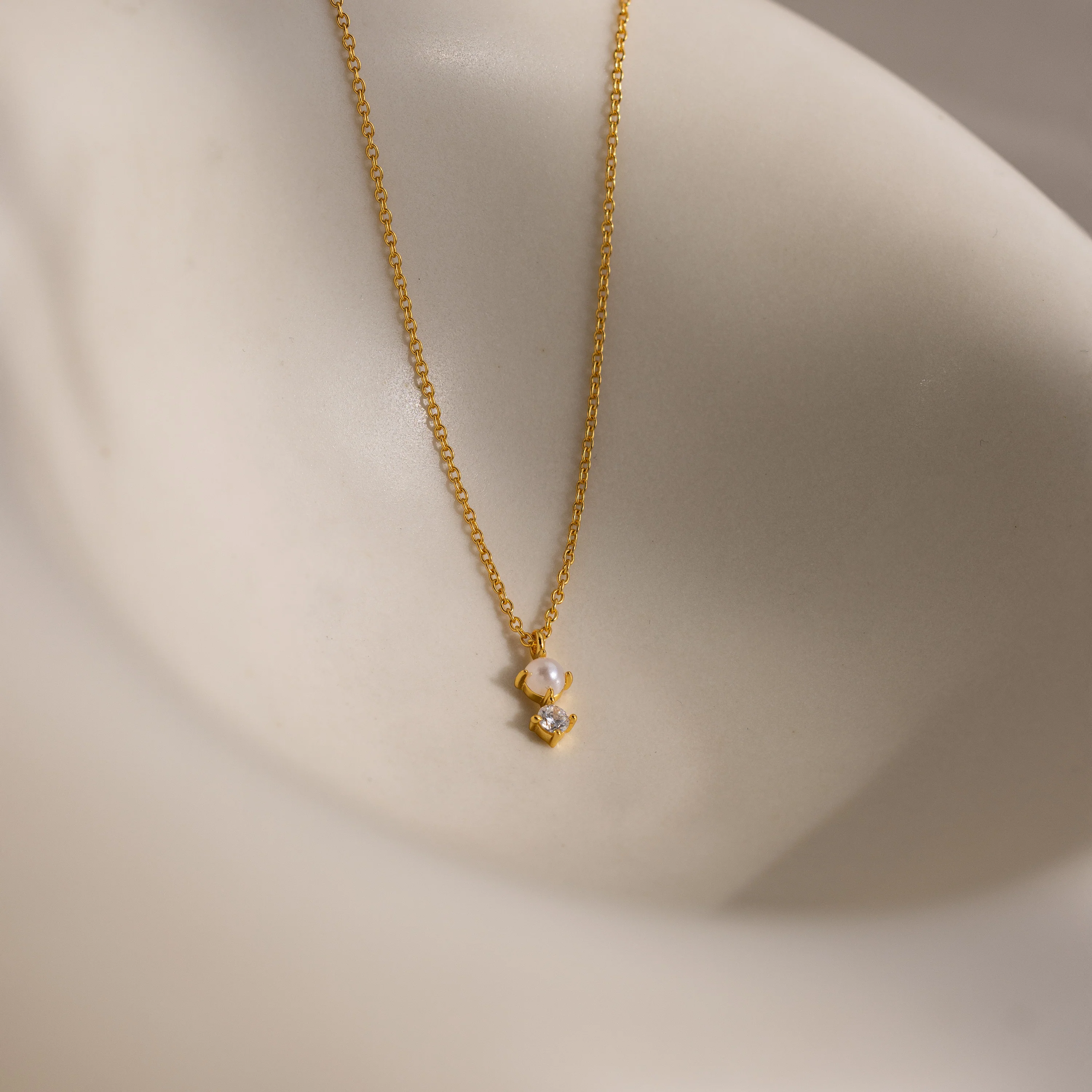 Pearl Diamond Drop Necklace - Image 2