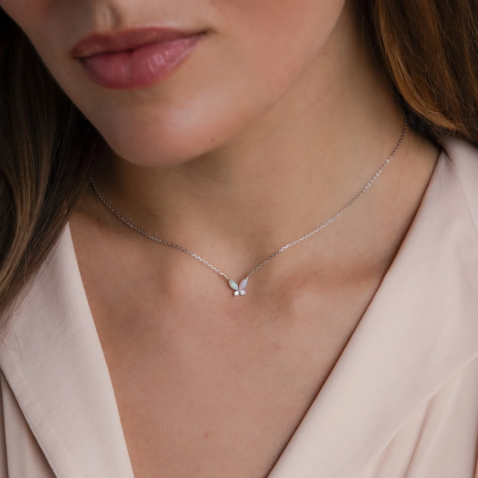 Pink Opal Butterfly Necklace - Image 4
